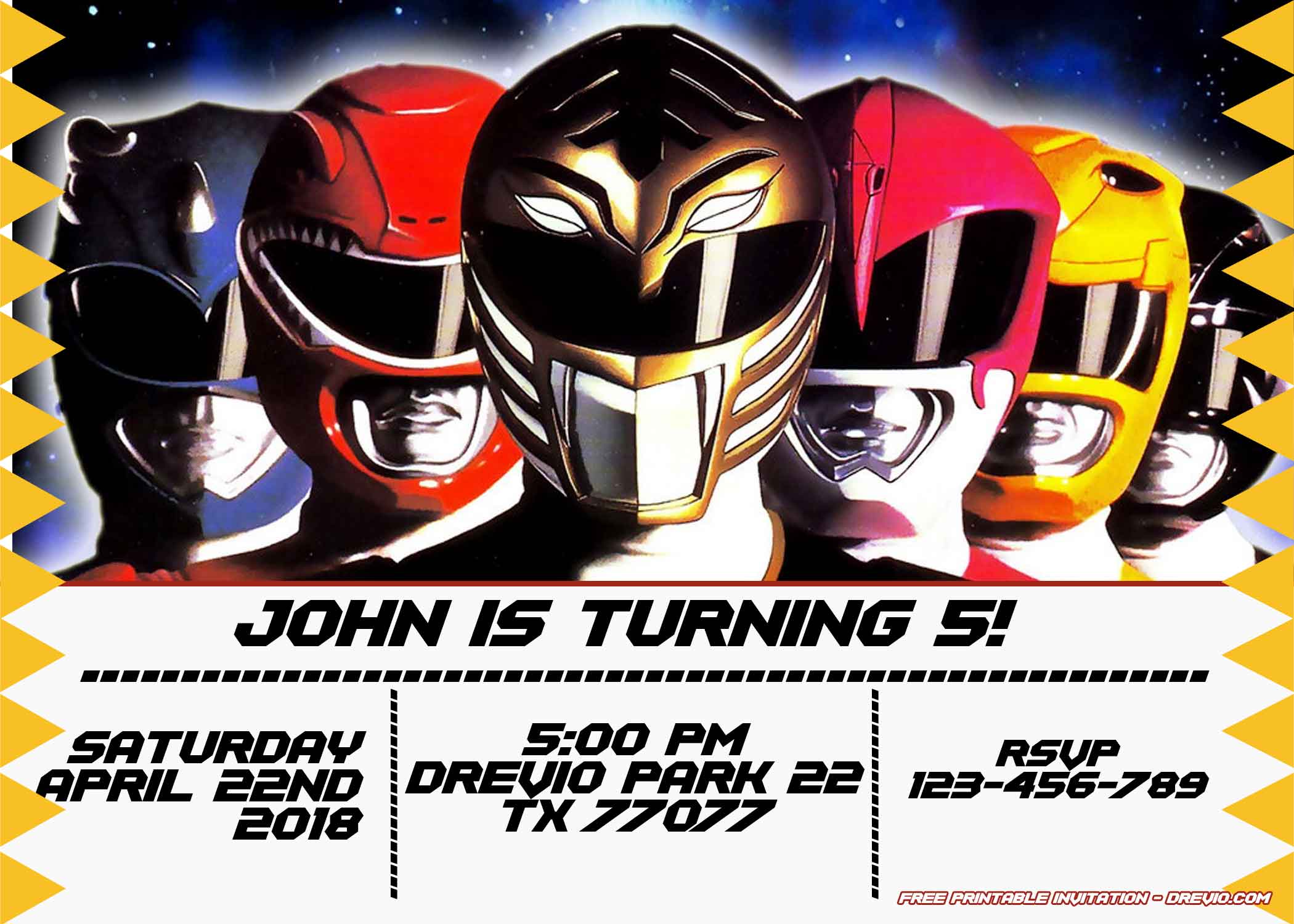 Free Power Ranger Invitation Template