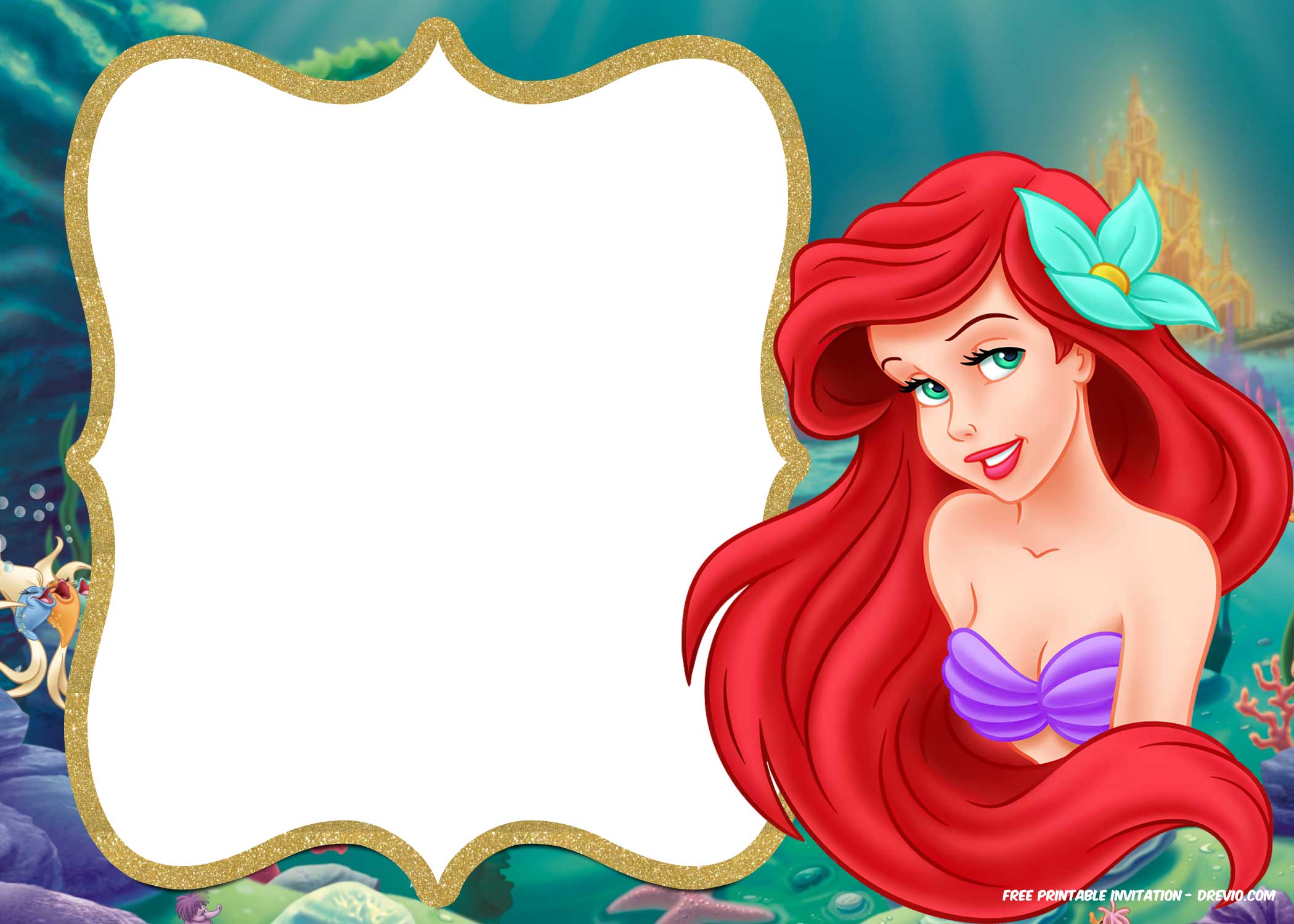 Updated! Free Printable Ariel the Little Mermaid Invitation Template | FREE Invitation Templates