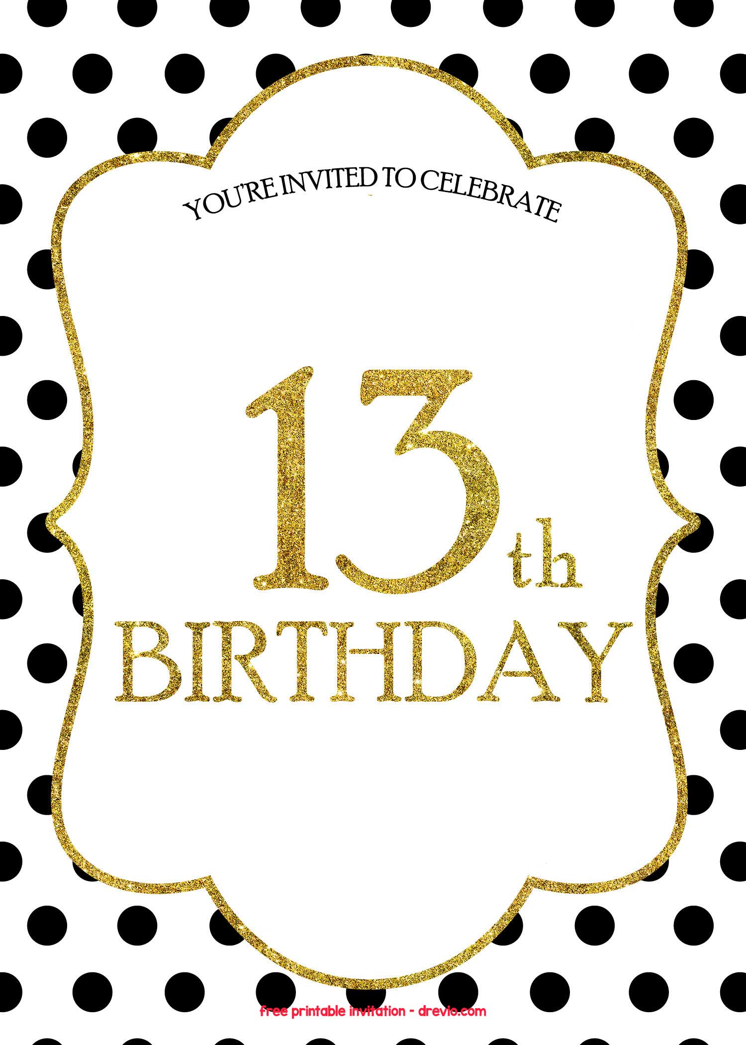 13th Birthday Invite Template