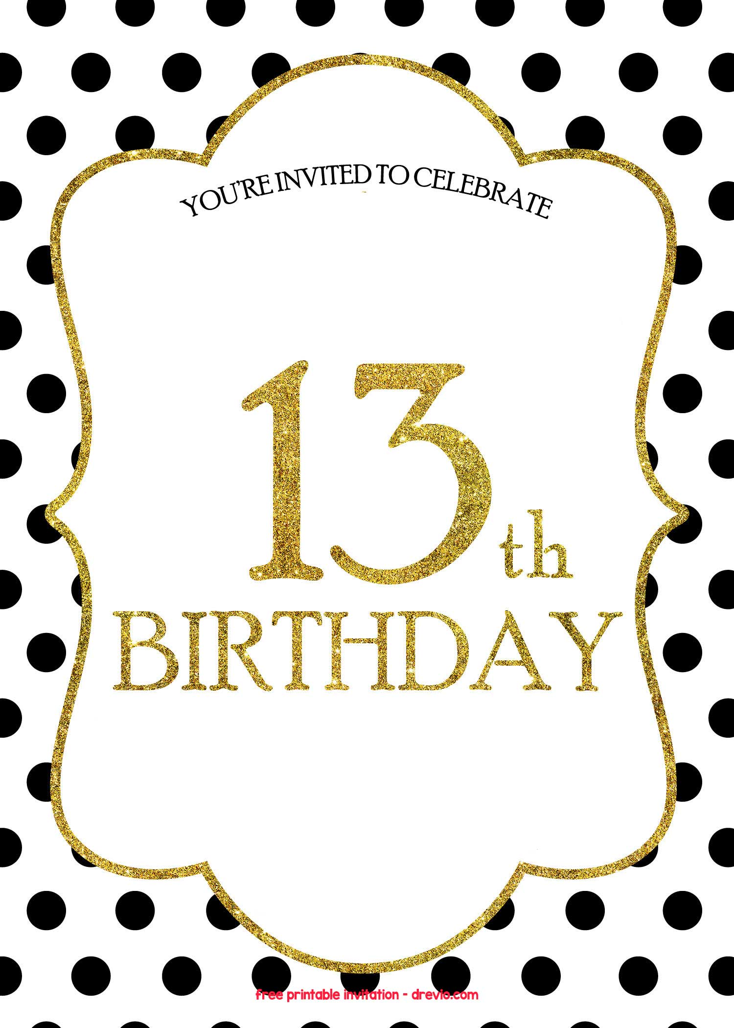 13th Birthday Invitation Templates Free