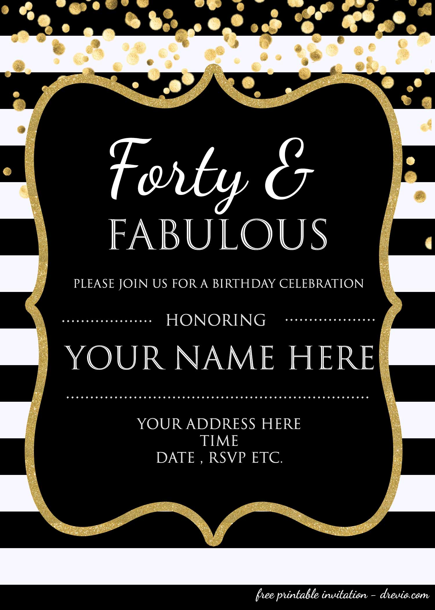 Forty Fabulous 40th Birthday Invitation Template PSD Editable 