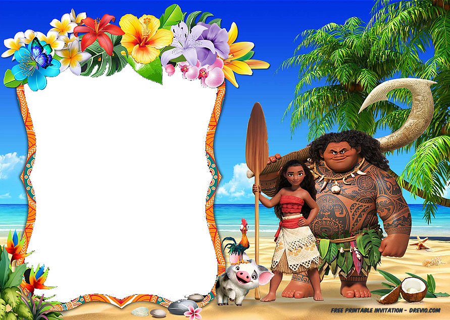 Moana Birthday Invitations Template Free