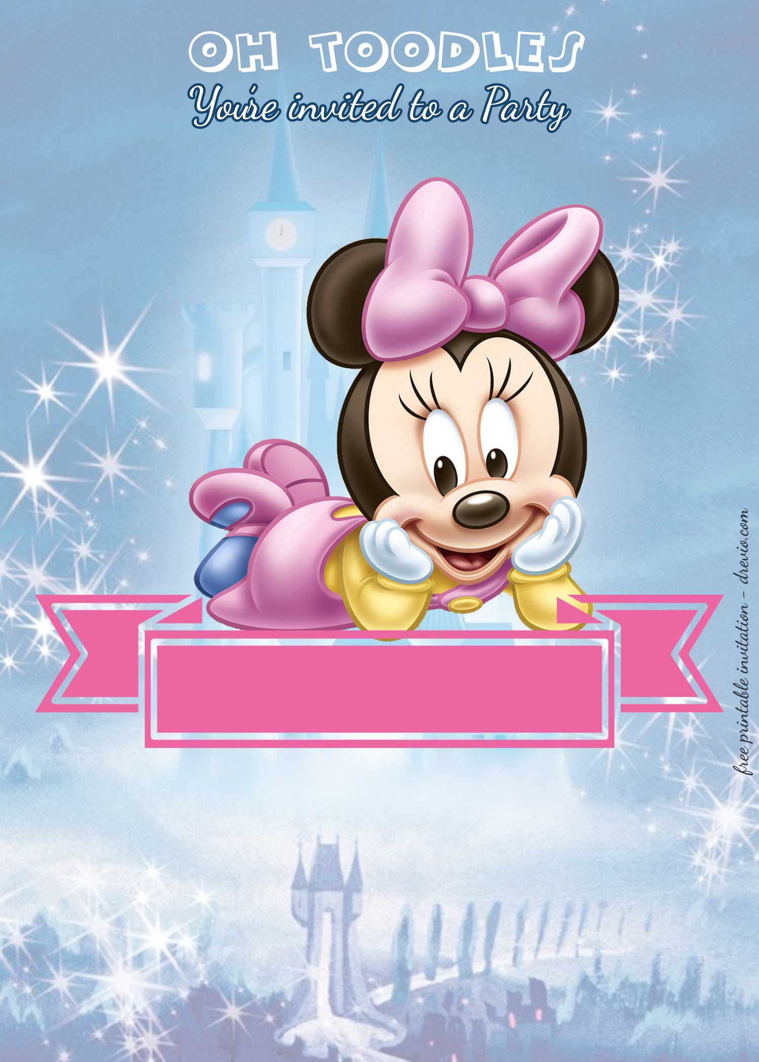 FREE Printable Minnie Mouse Royal Birthday Invitation Templates DREVIO