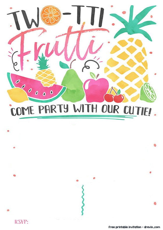 FREE Printable Two-tti Frutti Invitation Template | DREVIO