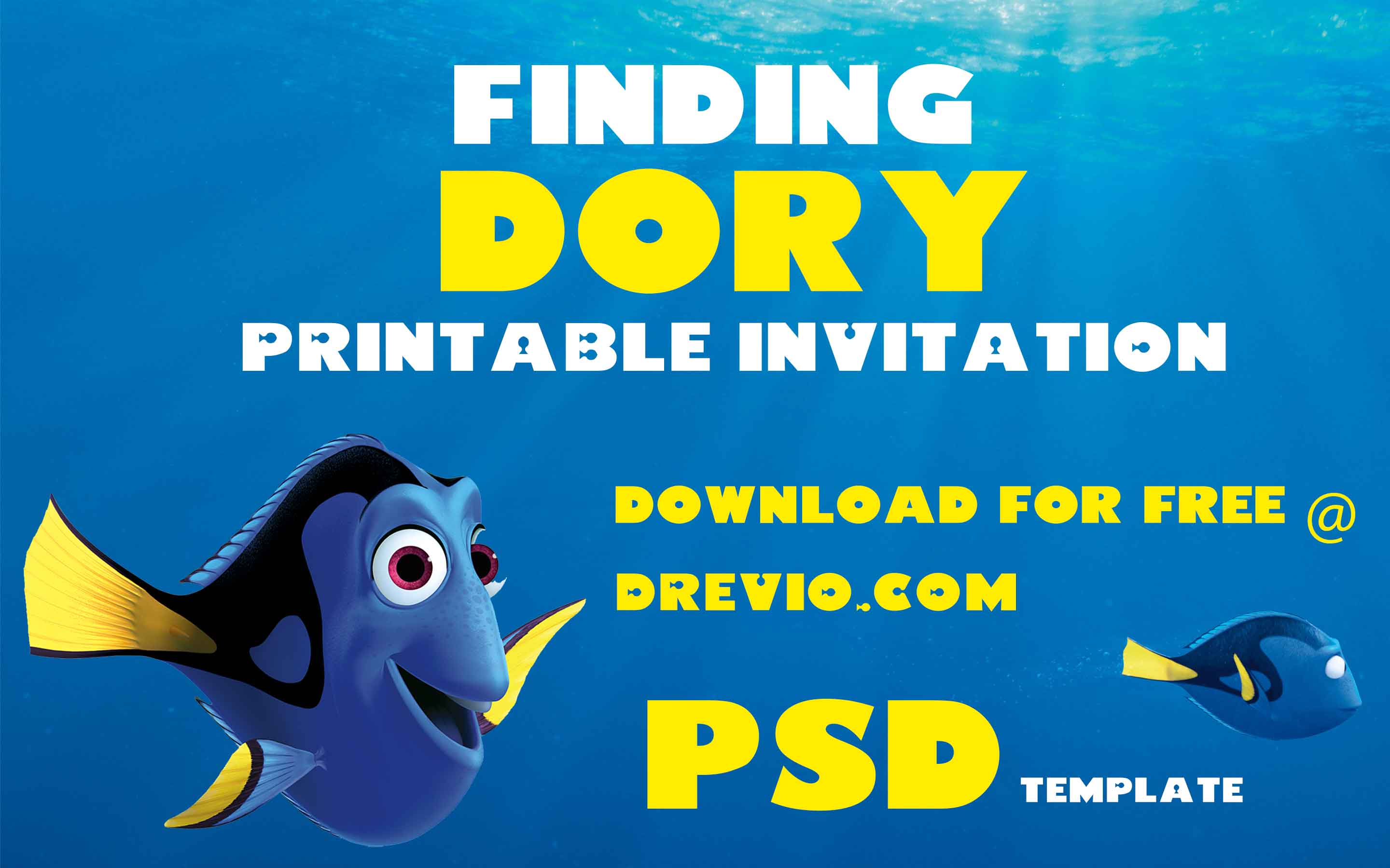 free-editable-finding-dory-birthday-invitation-psd-template