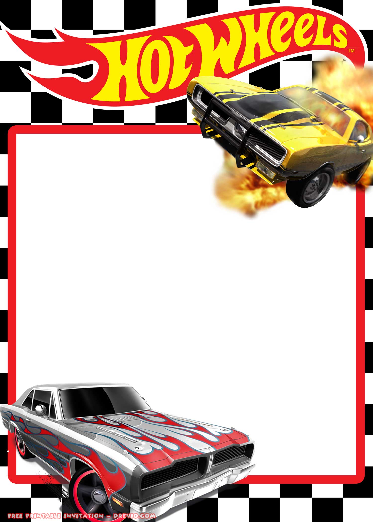 Free Printable Hot Wheels Invitations