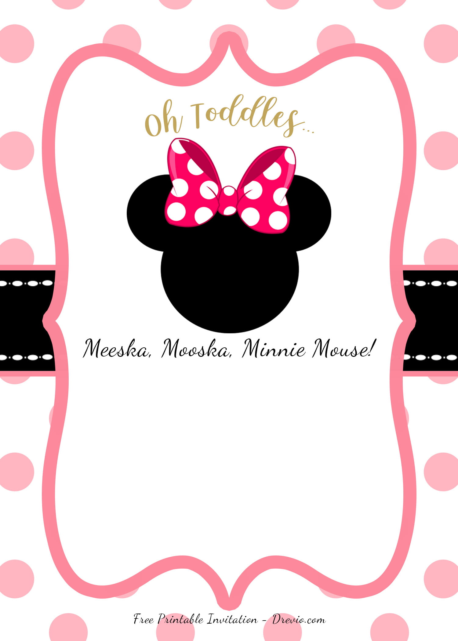 FREE Pink Minnie Mouse Birthday Party DIY Printable Invitation FREE