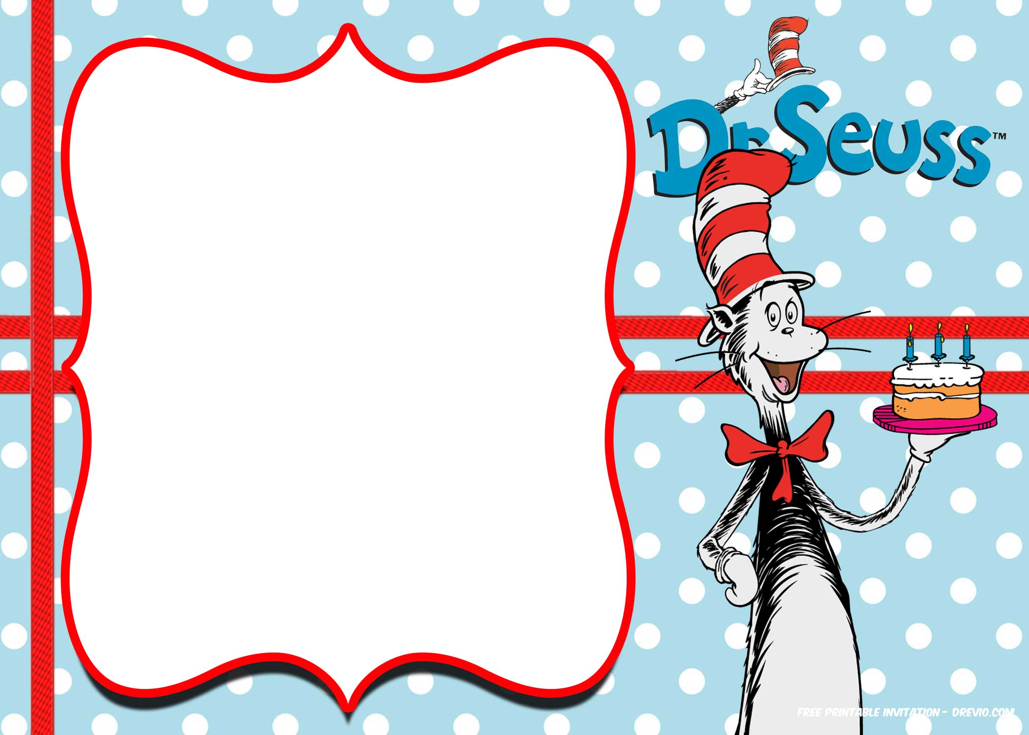 FREE Thing 200 and Thing 20 dr. Seuss invitation templates  Download In Dr Seuss Birthday Card Template