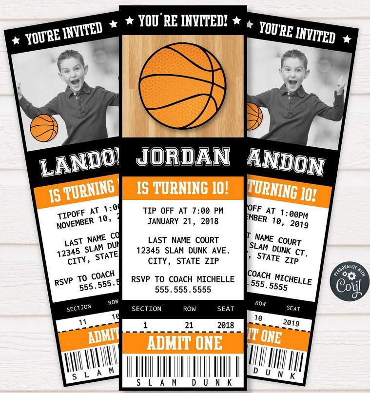 FREE Printable Basketball Ticket Invitation Template Download