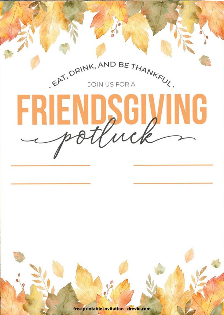 FREE Thanksgiving Potluck Invitation Templates FREE Invitation 