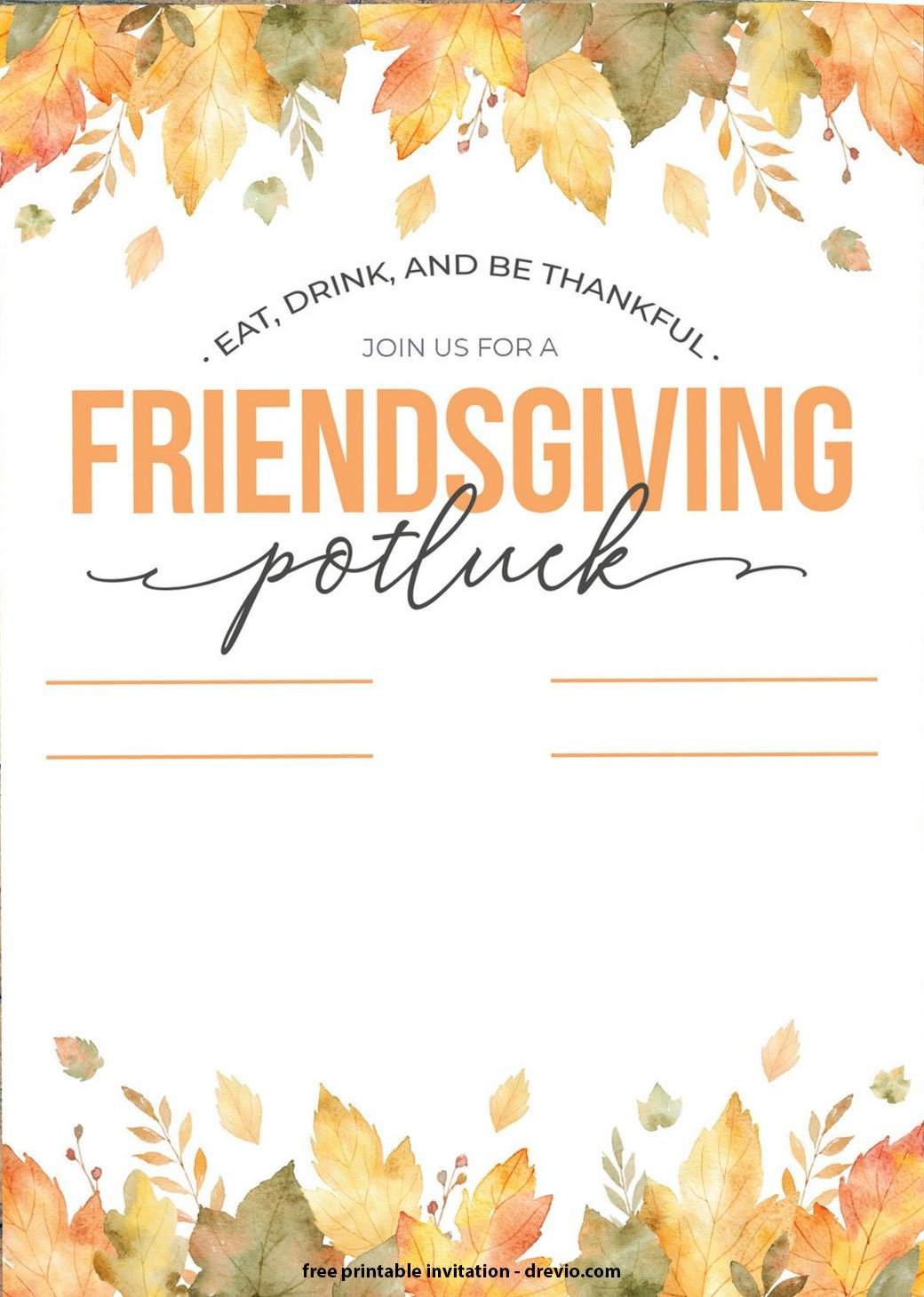 Free Thanksgiving Potluck Invitation Templates Download Hundreds Free Printable Birthday Invitation Templates