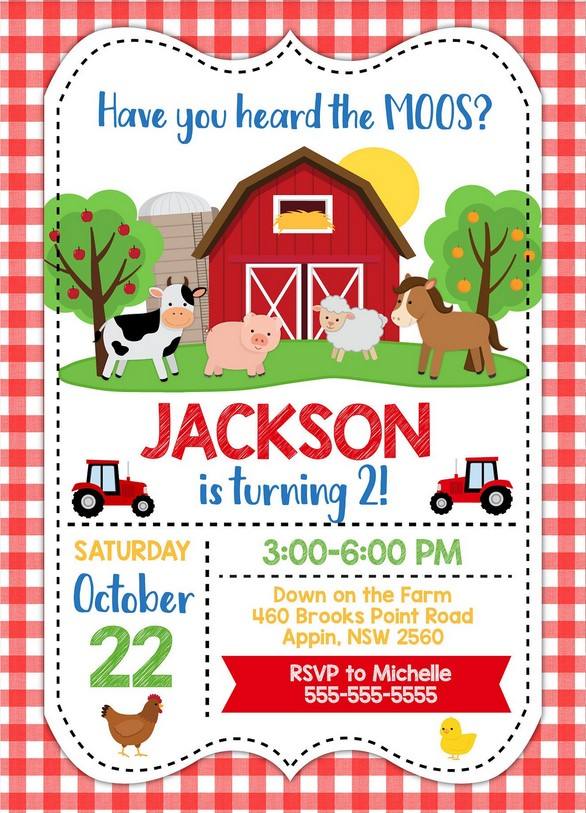 FREE Farm Party invitation template Printable Download Hundreds