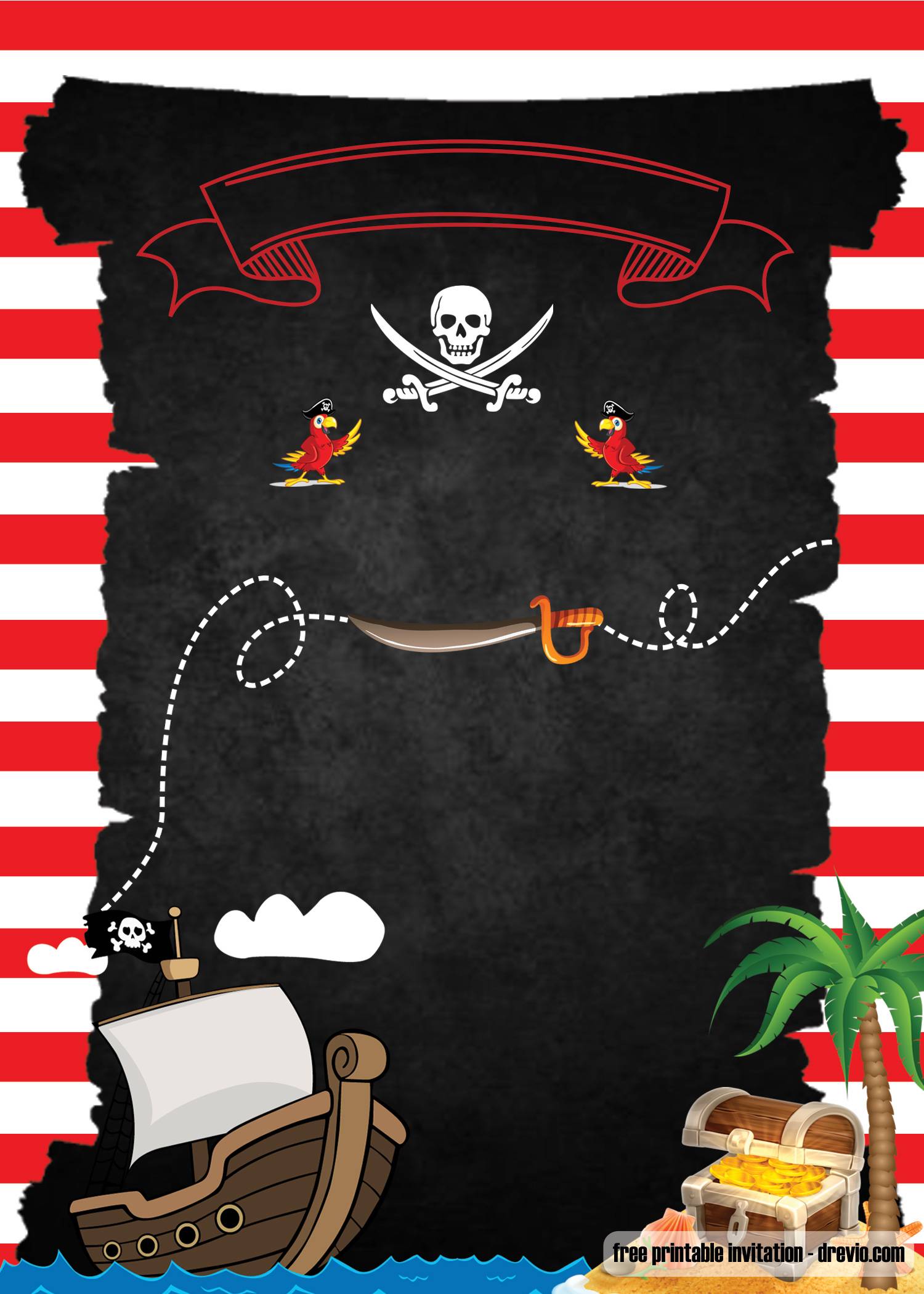 FREE Printable Pirate Party Invitations Template Download Hundreds 