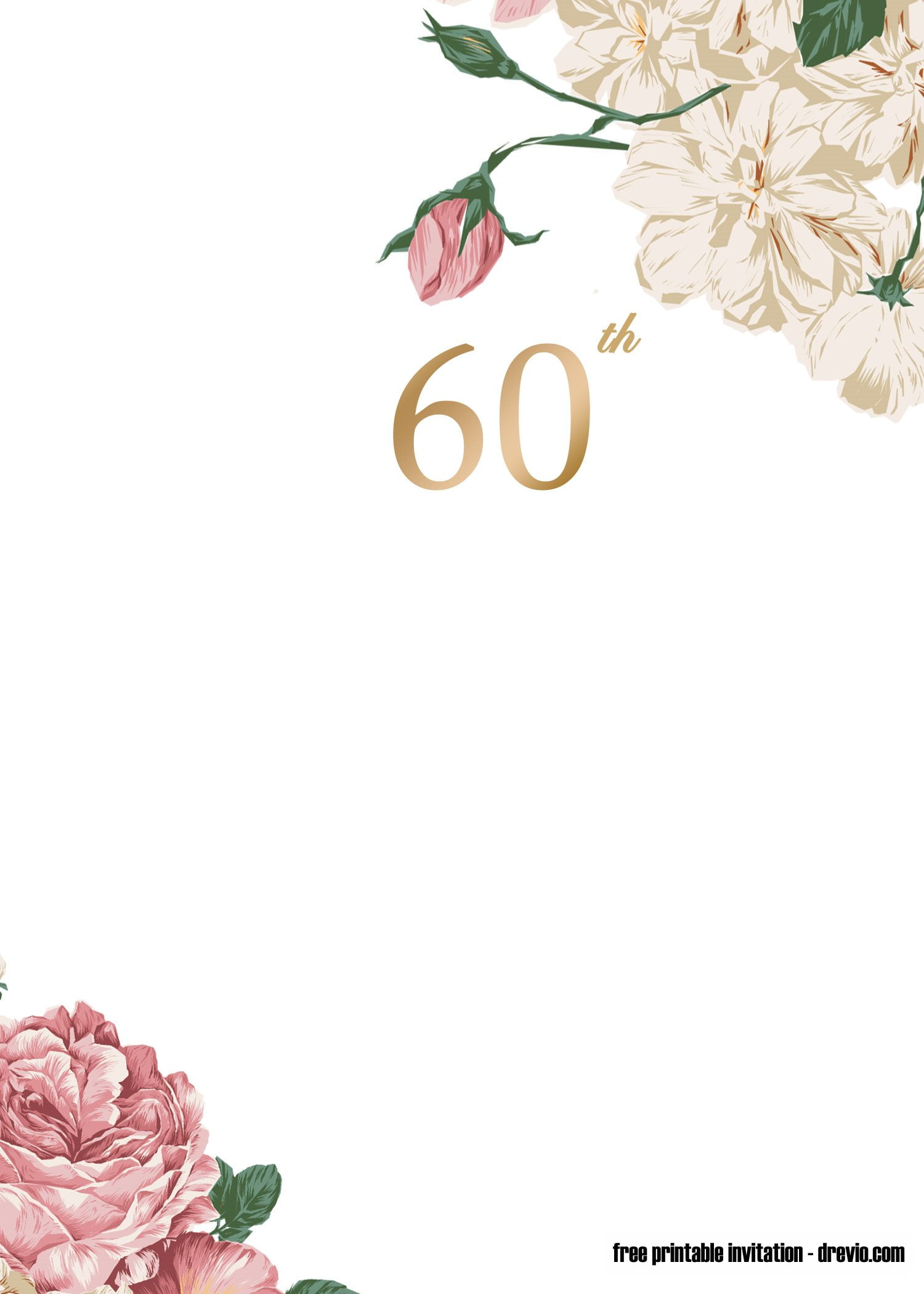 FREE Printable 60th Invitation Template Latest Design UPDATED