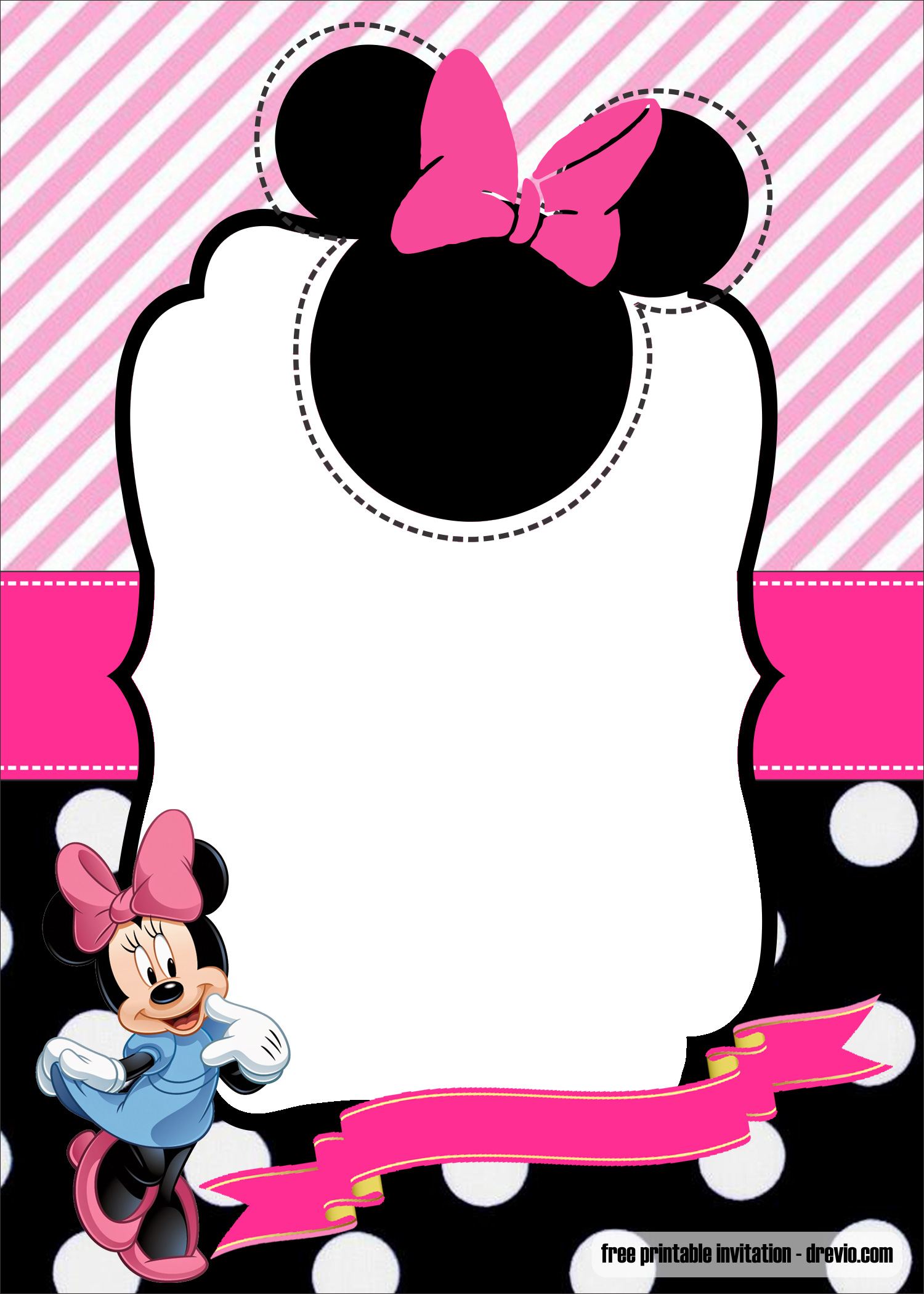 FREE Minnie Mouse 21st birthday invitation template  Download Inside Minnie Mouse Card Templates