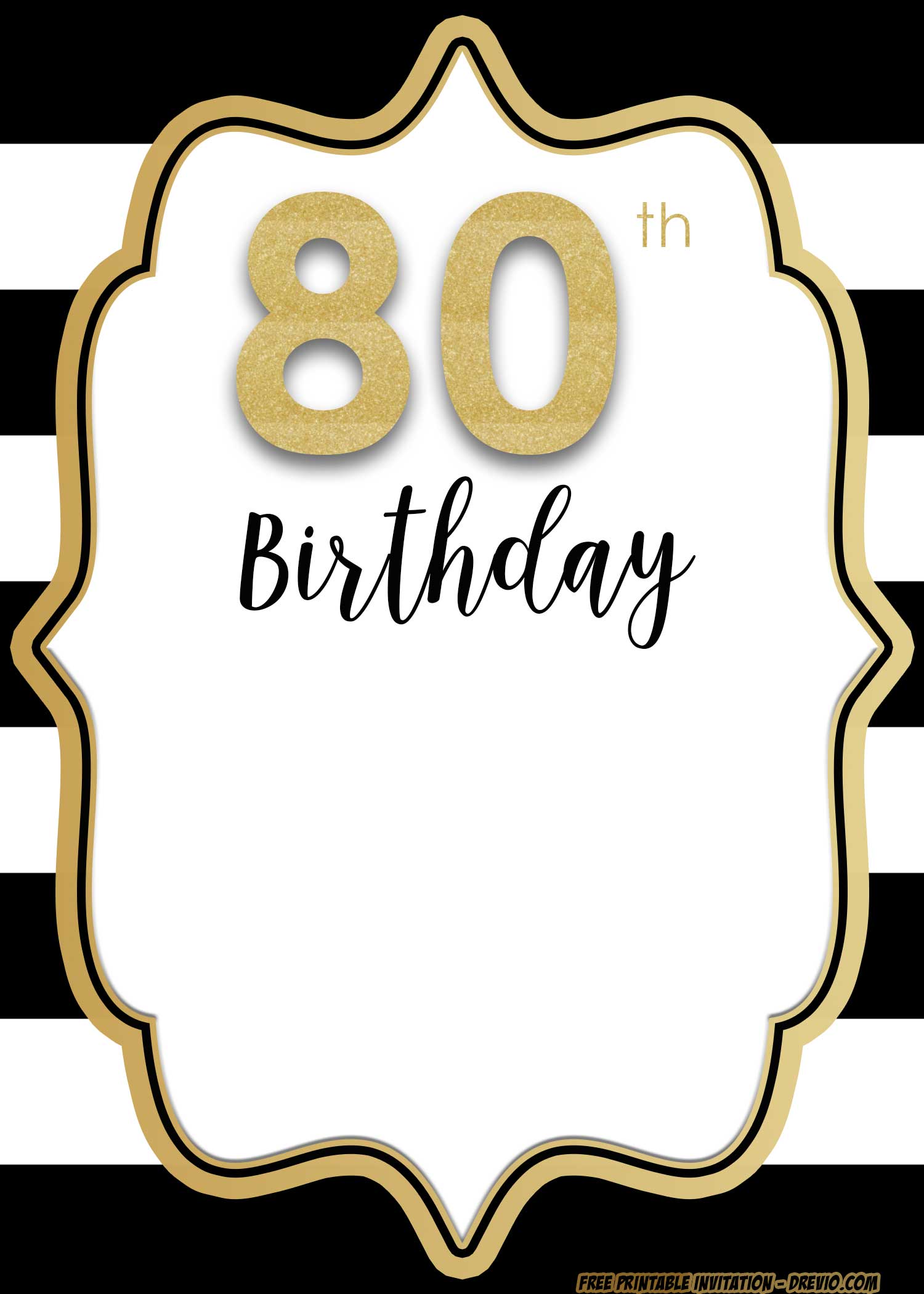 Free Printable 80th Birthday Invitations DREVIO
