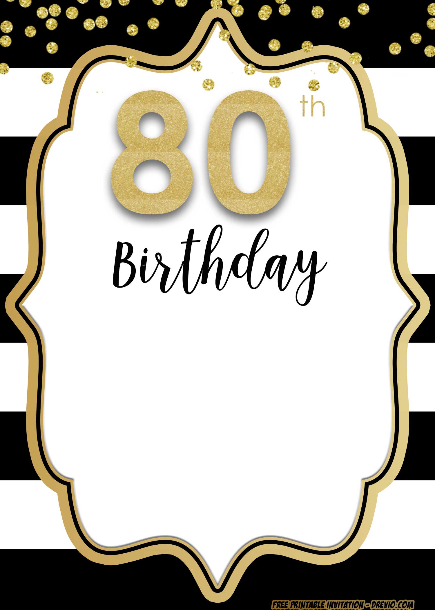 Free Printable 80th Birthday Invitations DREVIO