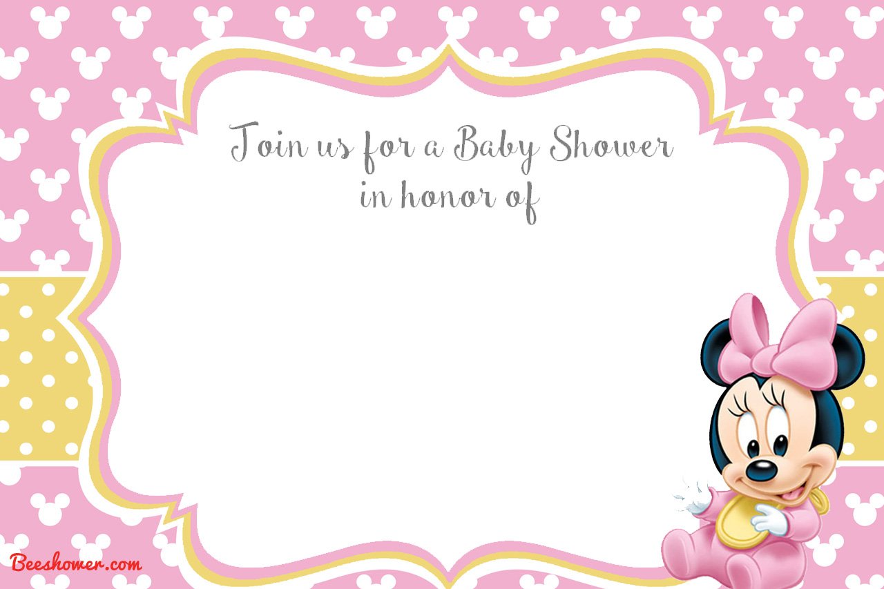 pink and gold minnie mouse baby shower invitations