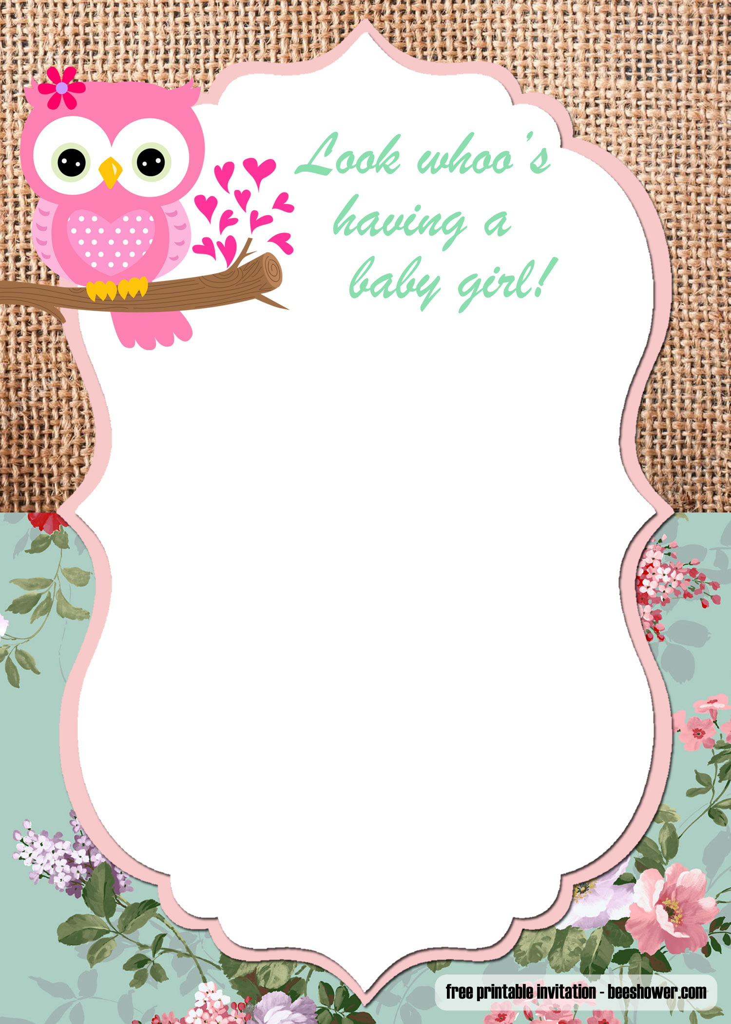 FREE Printable Owl Baby Shower Invitations Templates DREVIO