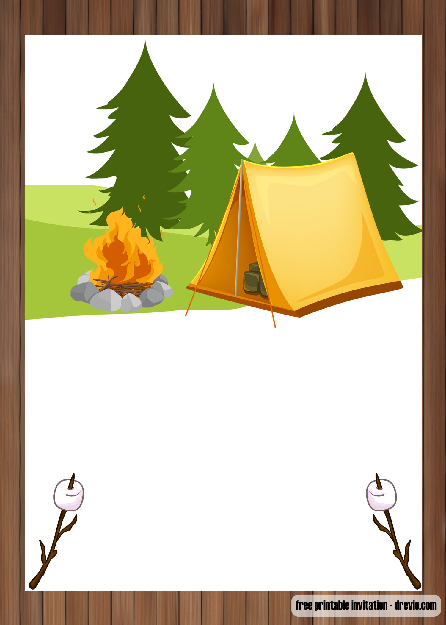 Printable Camping Invitations Template Free Free Printable Templates