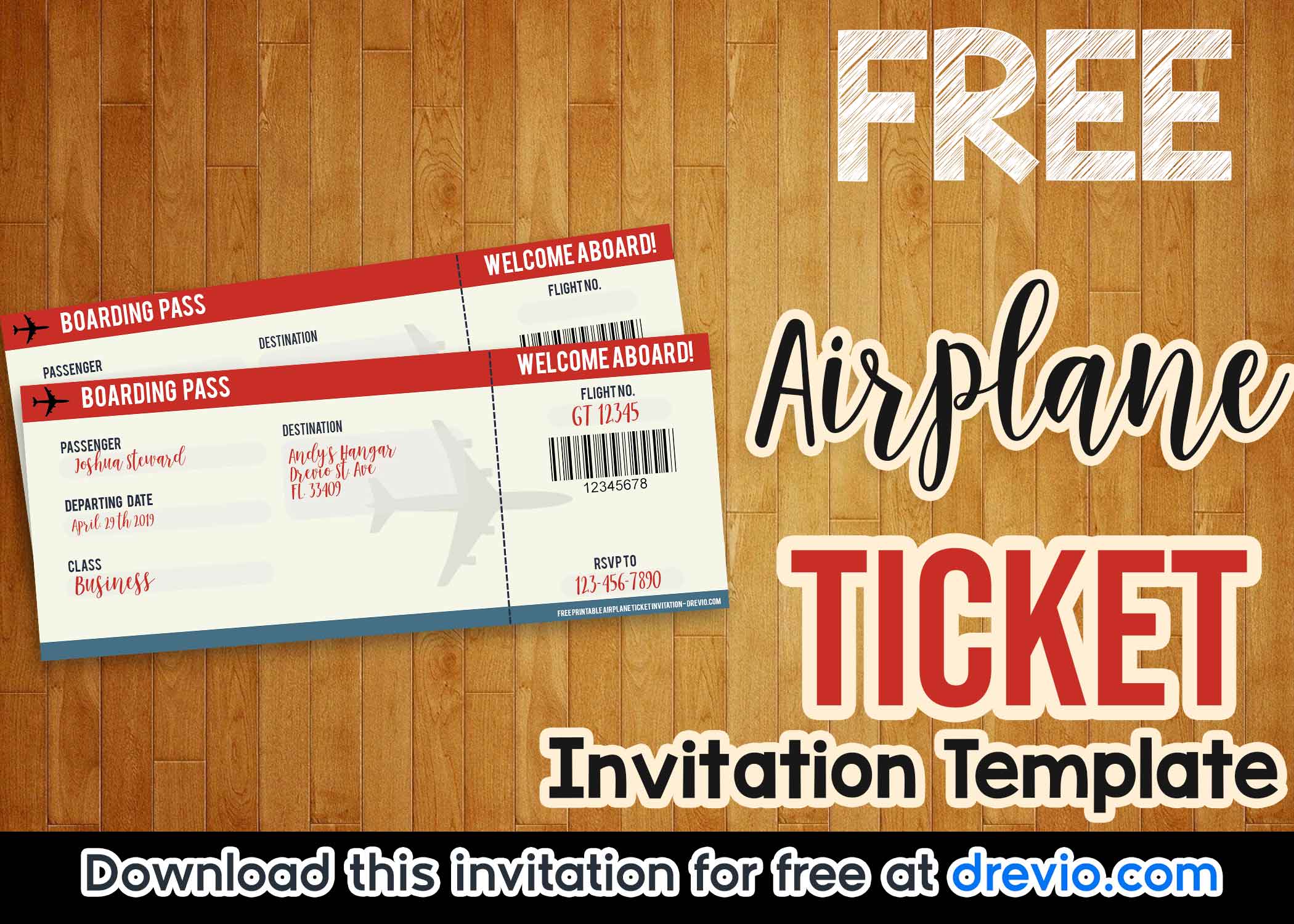 Vintage Airline Ticket Template from www.drevio.com