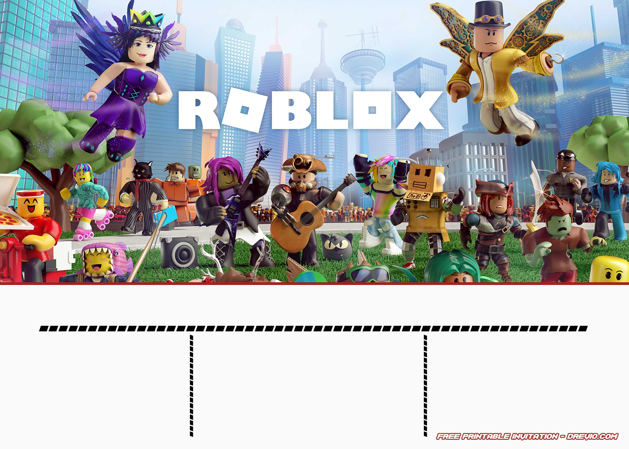 Free Printable Roblox Invitation Templates Drevio - roblox character free roblox party printables