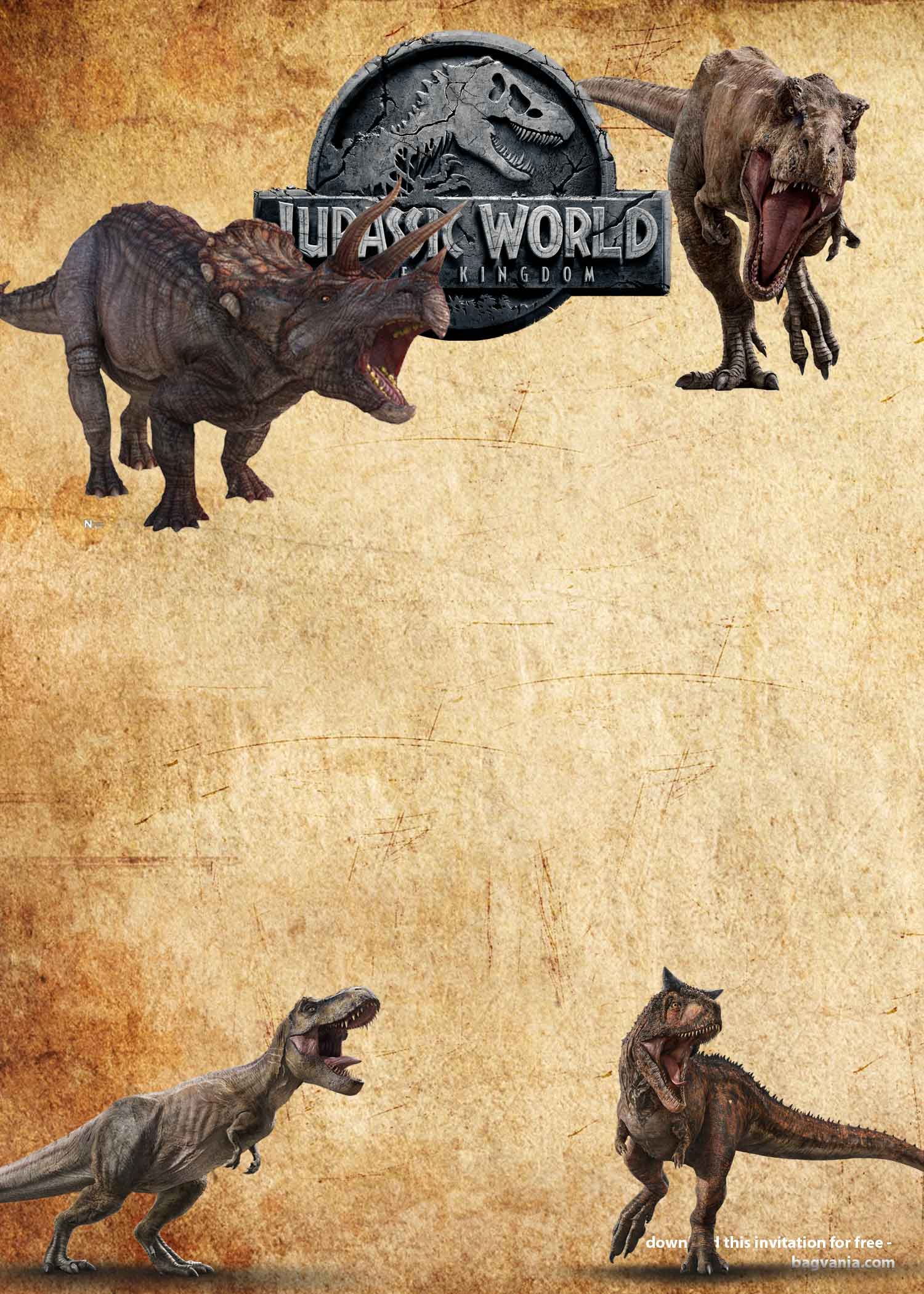 FREE Jurassic Park Dinosaurs Vintage Invitation Templates | | FREE