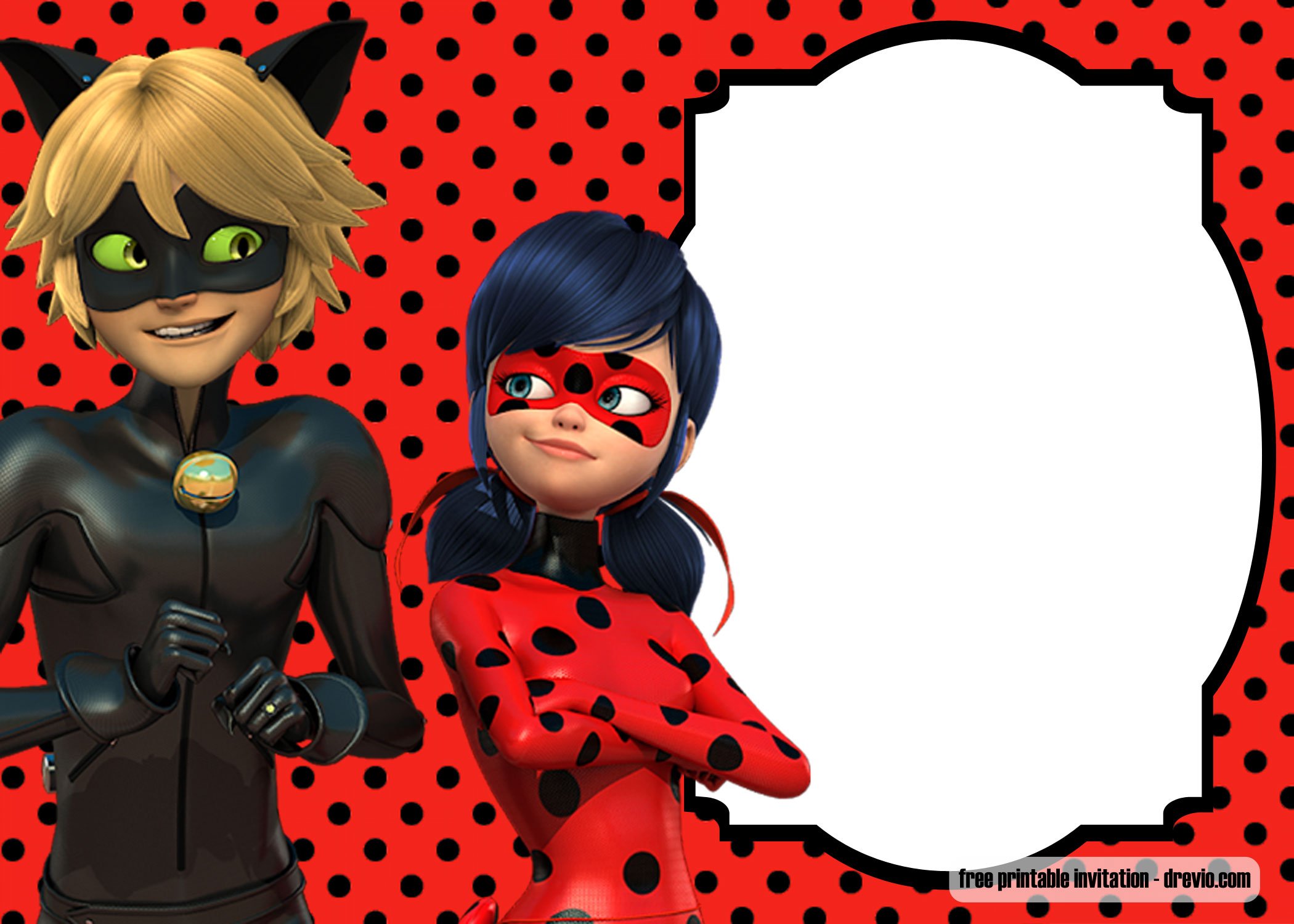 Free Printable Miraculous Ladybug Invitation Template