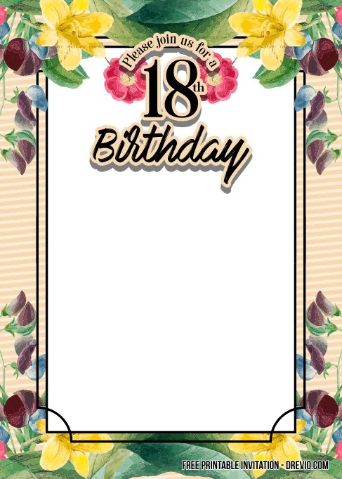 Blank 18th Birthday Invitation Templates Printable Free