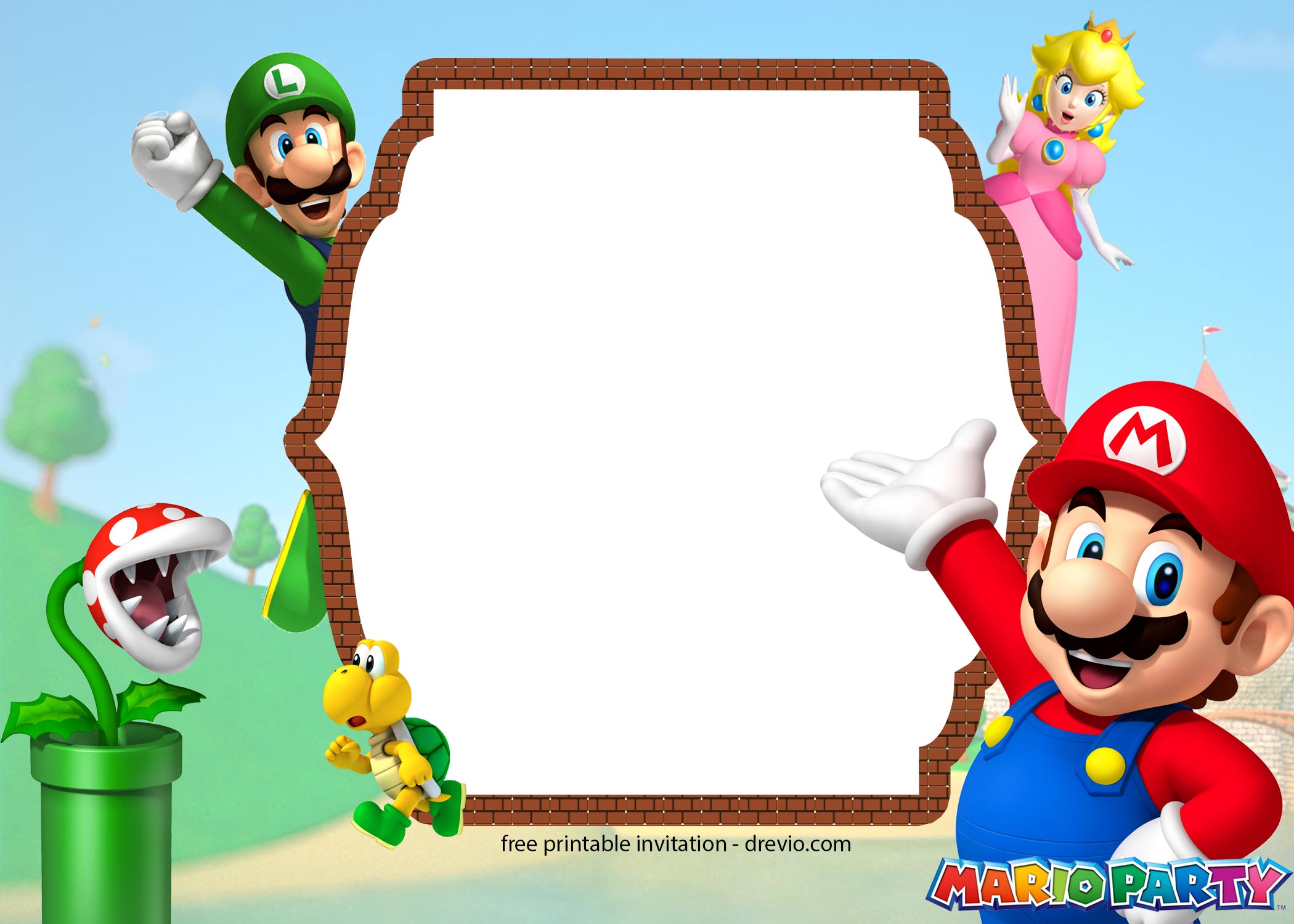 FREE Printable Super Mario Party Birthday Invitation Templates DREVIO