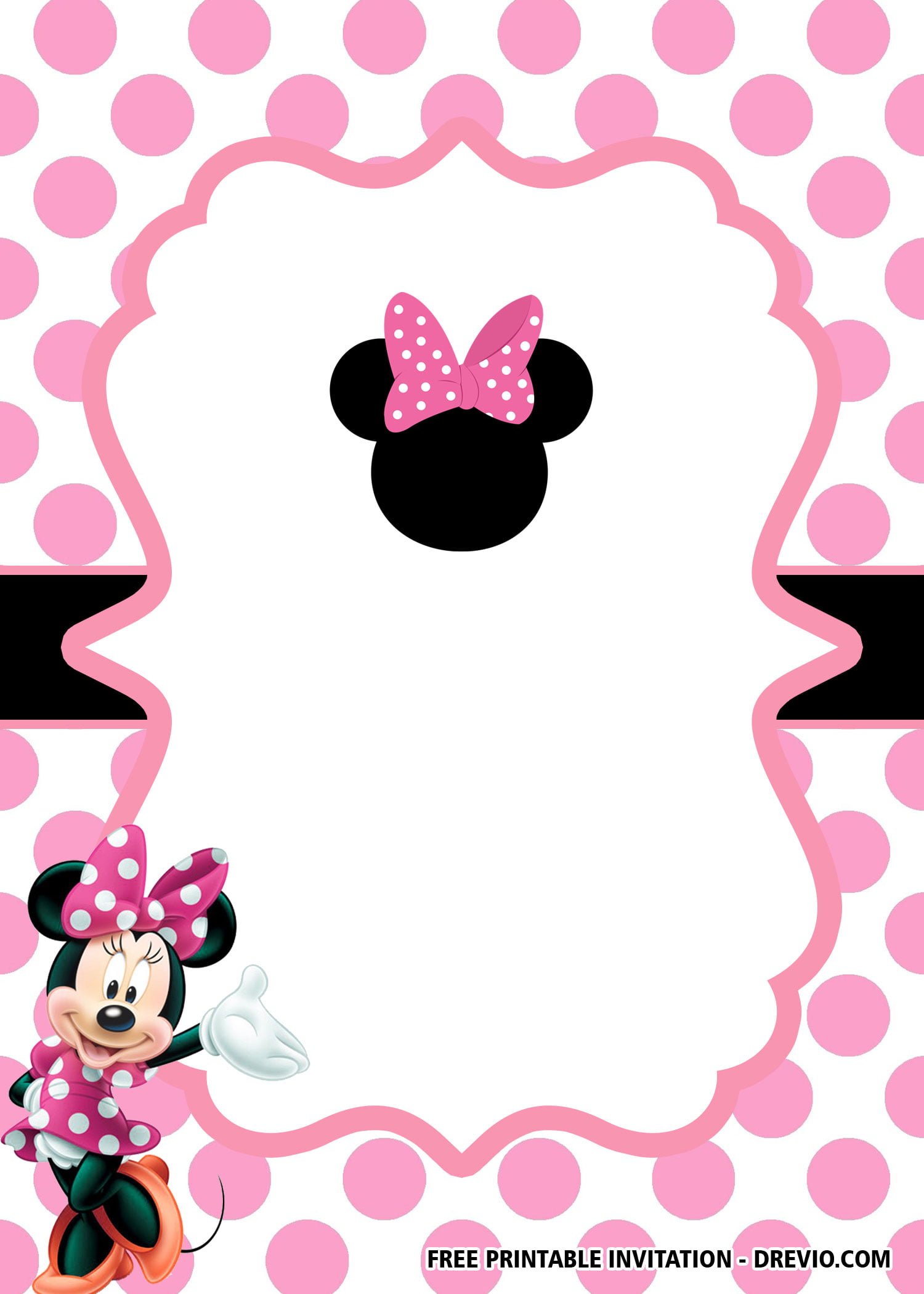 FREE Minnie Mouse Head Pink Invitation Templates | Download Hundreds FREE  PRINTABLE Birthday Invitation Templates
