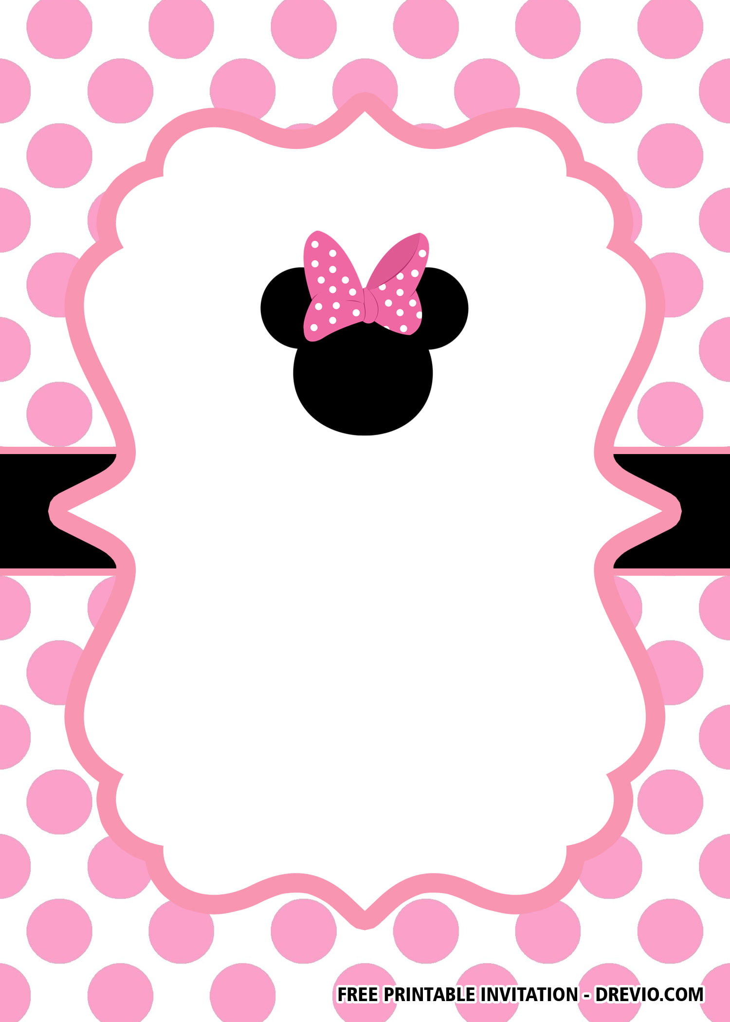 free minnie mouse head pink invitation