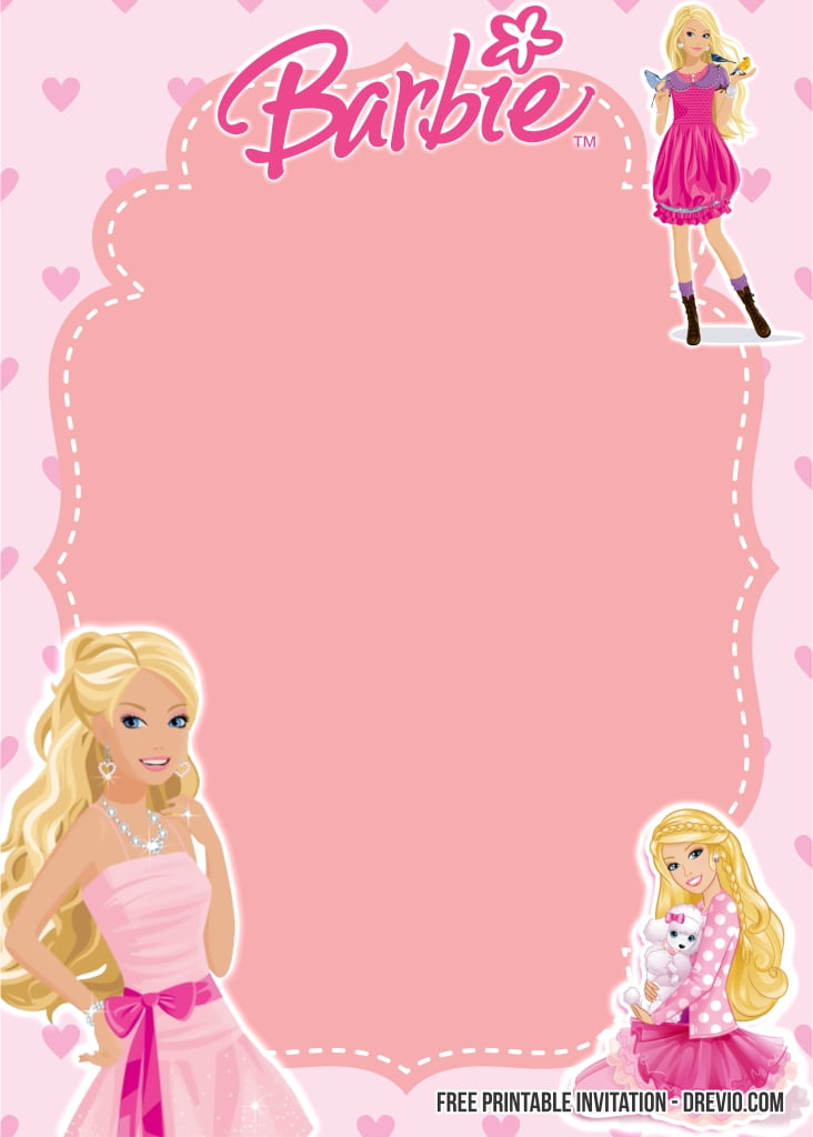FREE Printable Barbie Birthday Invitation Templates Download Hundreds