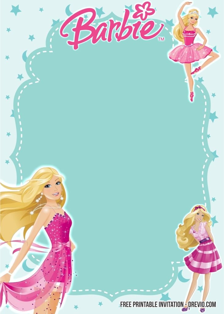 Free Printable Barbie Birthday Party Invitations Printable Templates