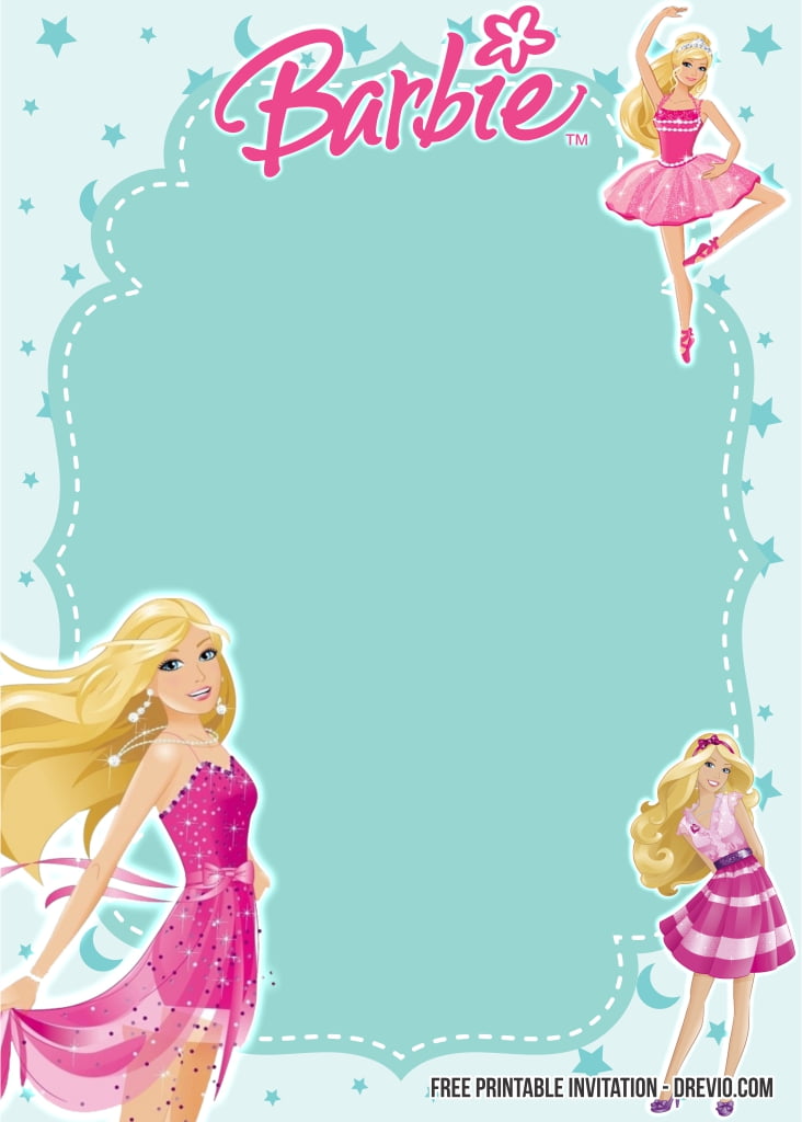 Free Printable Barbie Birthday Invitation Templates Drevio