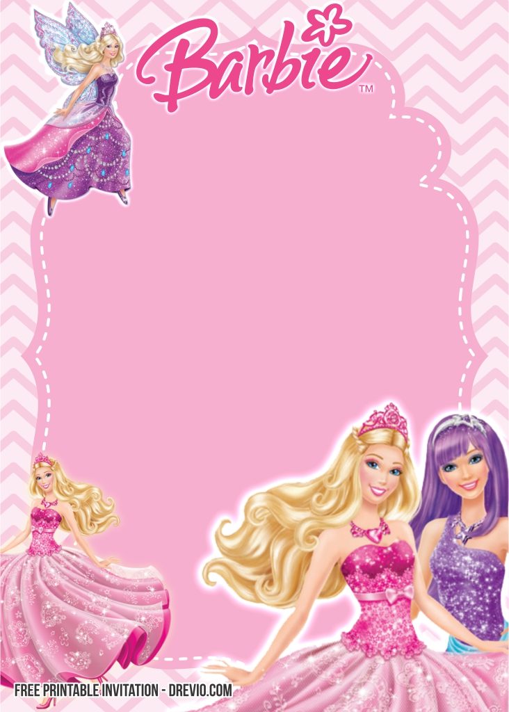 Free Printable Barbie Birthday Party Invitations