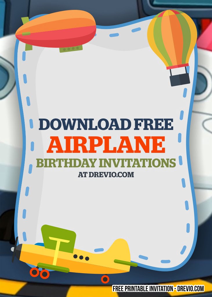 FREE Printable Airplane Birthday Invitation Templates Download
