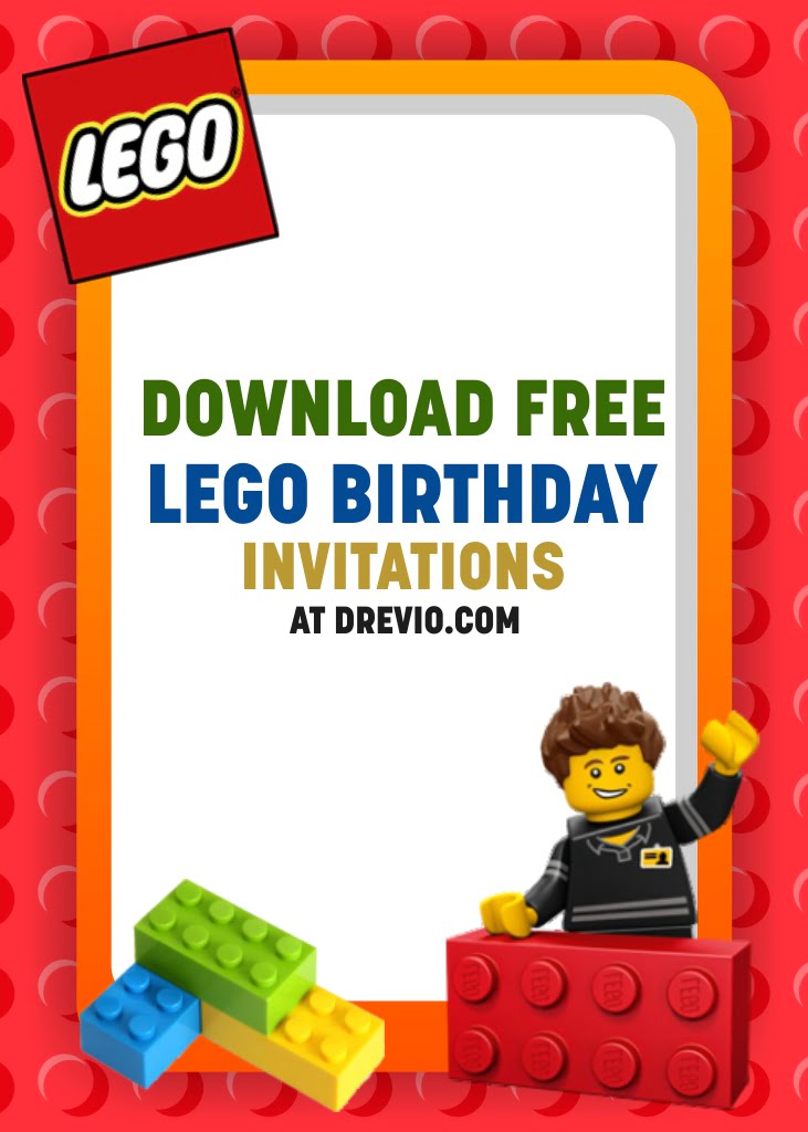 FREE Printable LEGO Birthday Invitation templates DREVIO