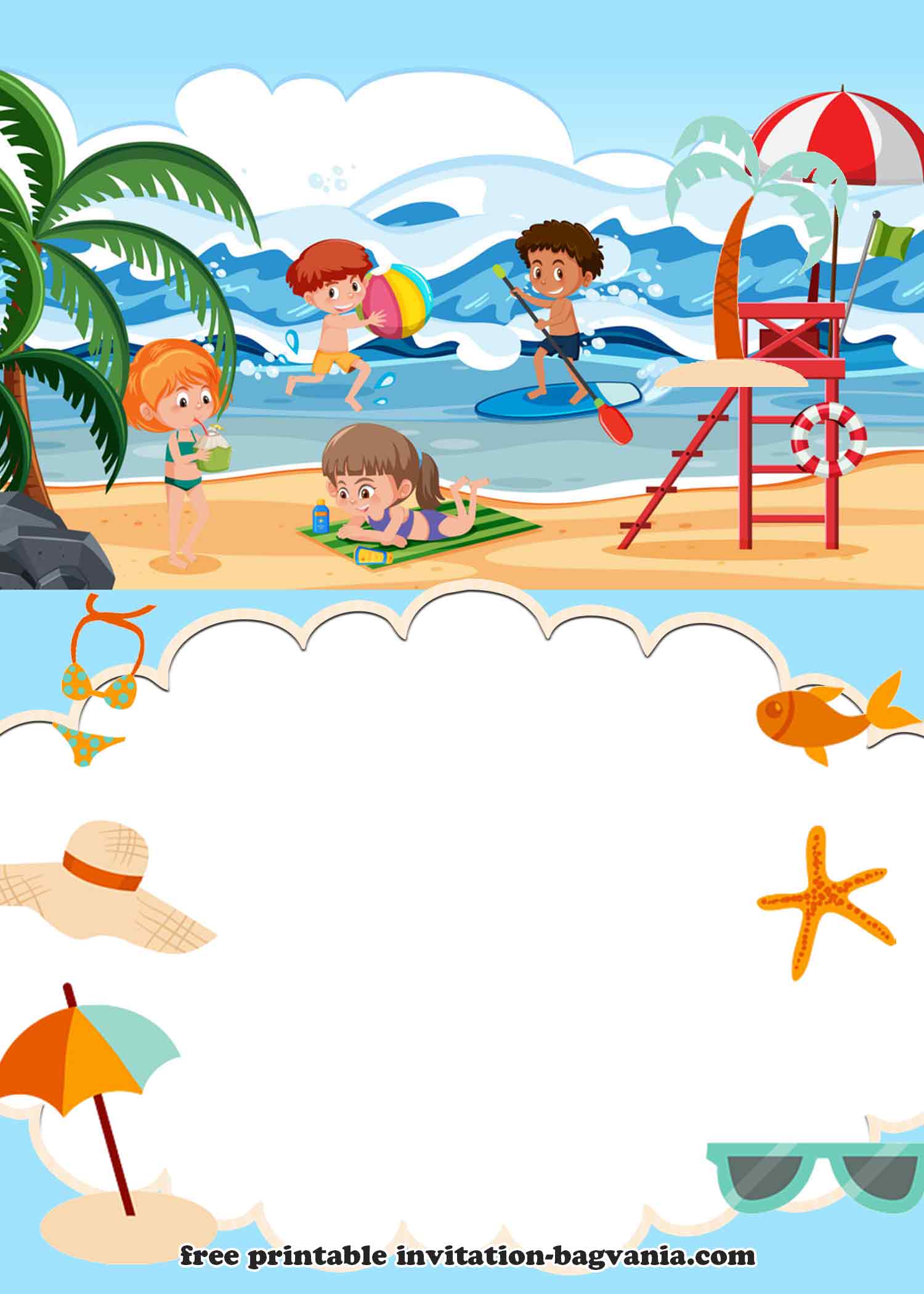 Free Printable Beach Party Invitations Templates