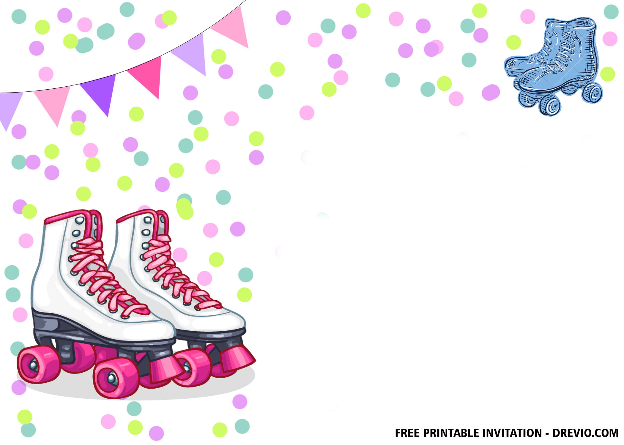 free printable roller skates invitation templates | download