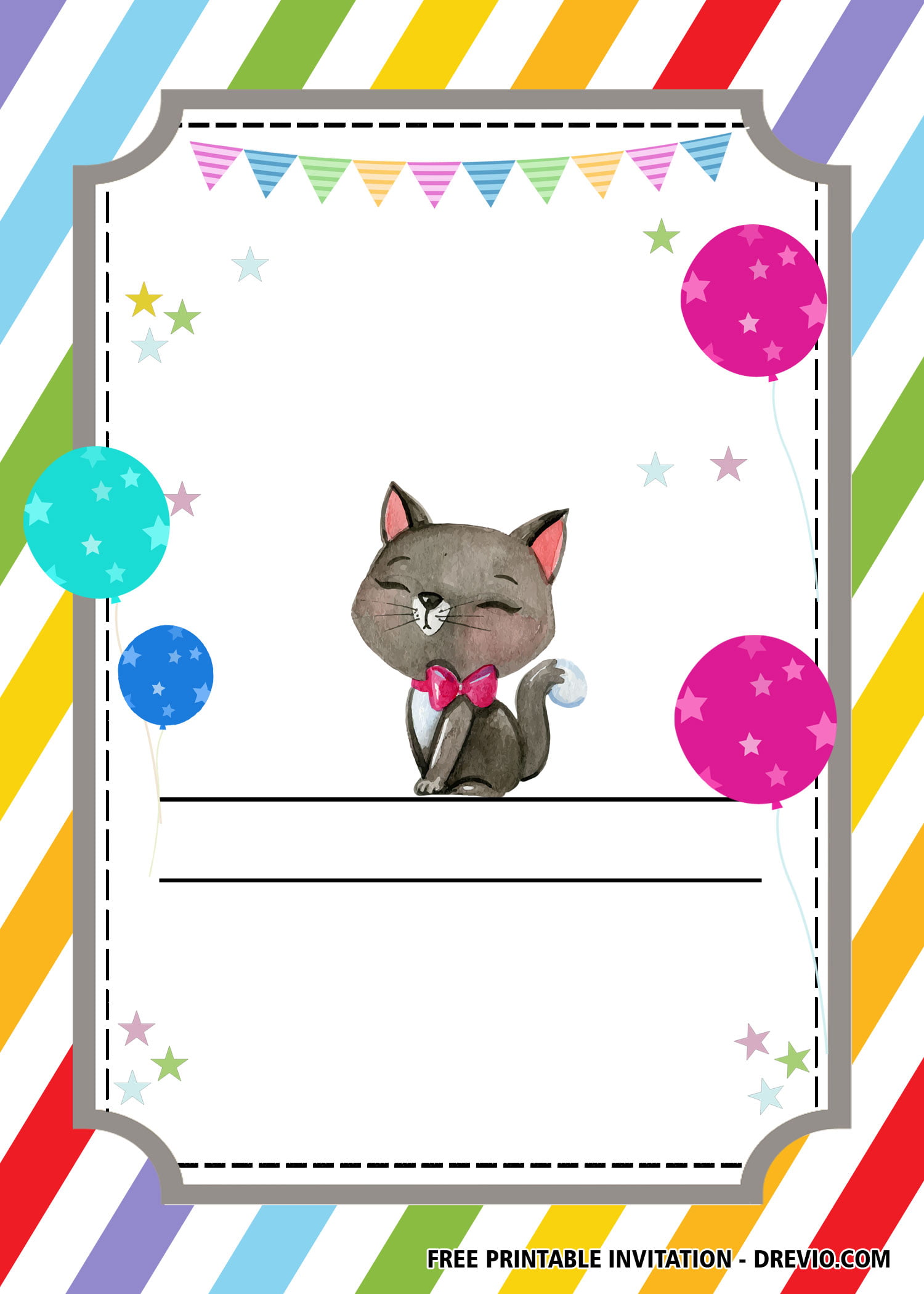 FREE Printable Cat Party Invitation TemplatesFREE PRINTABLE Birthday