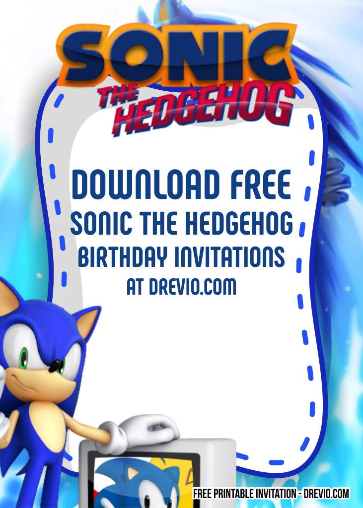 personalised photo paper card party invites invitations SONIC THE HEDGEHOG #2 