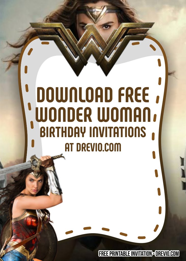 Wonderful Woman Inspired Superhero Birthday Invitation