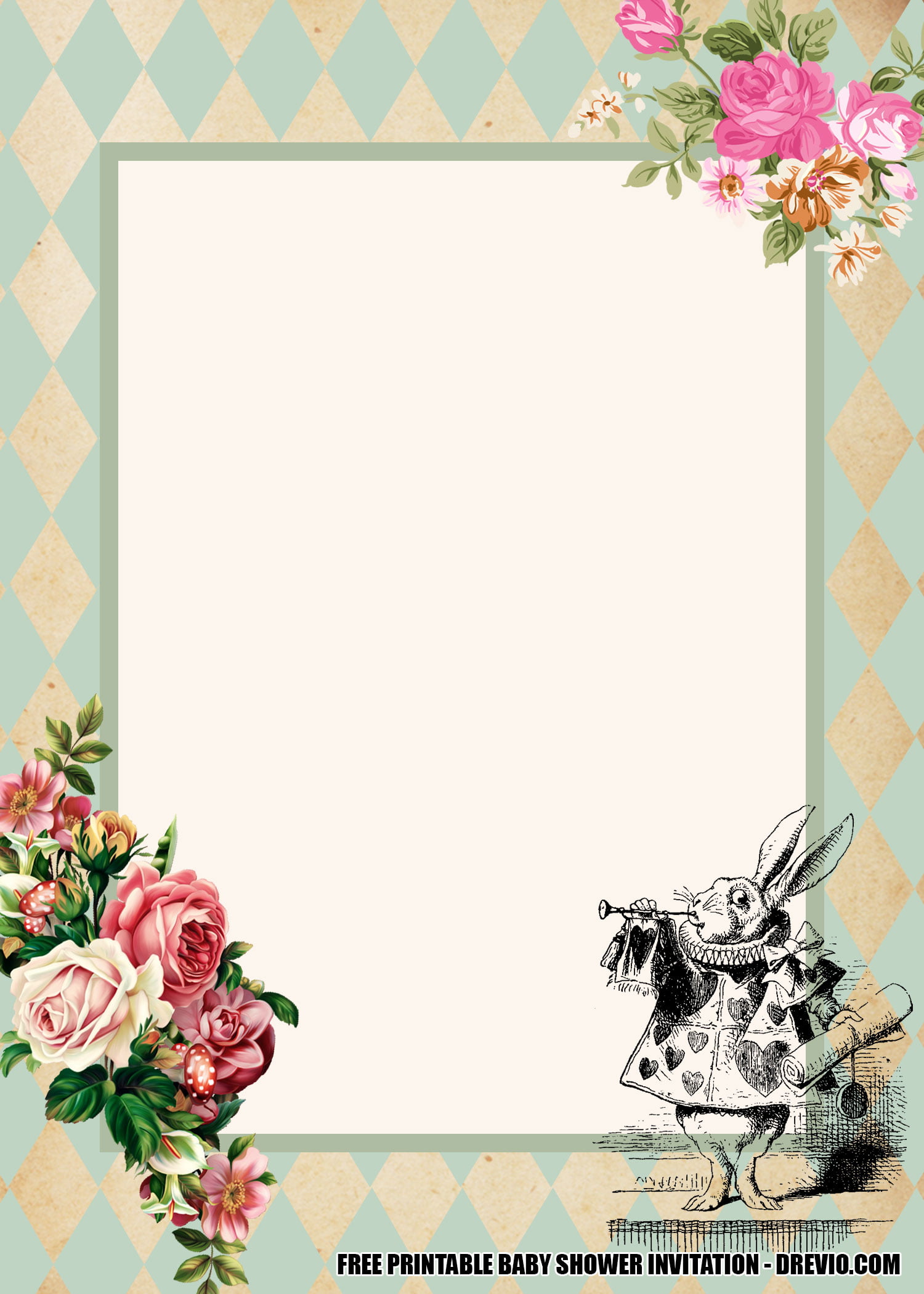 alice in wonderland baby shower invitations