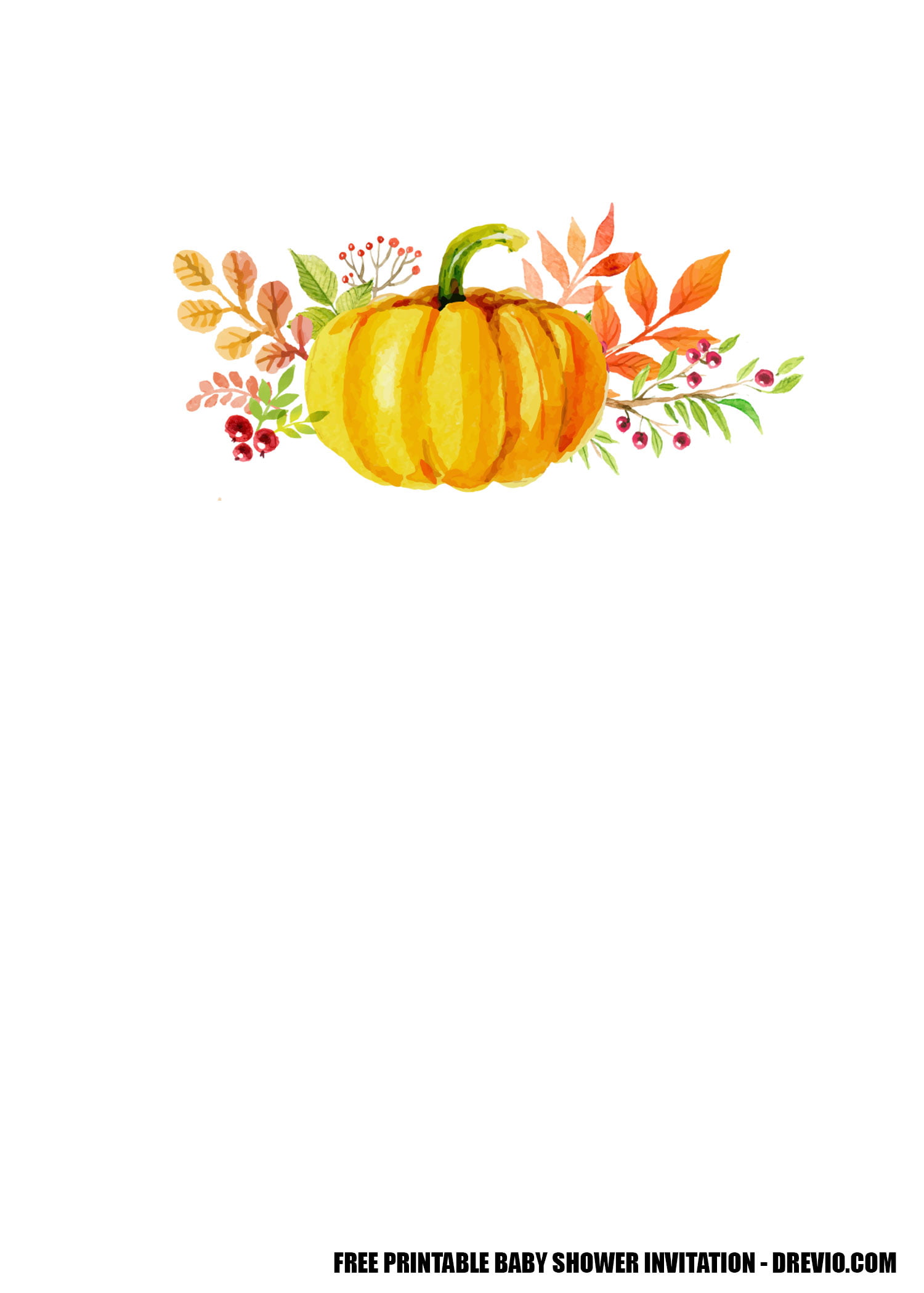 Lil Pumpkin Autumn Printable Baby Shower Invitation Editable PDF 