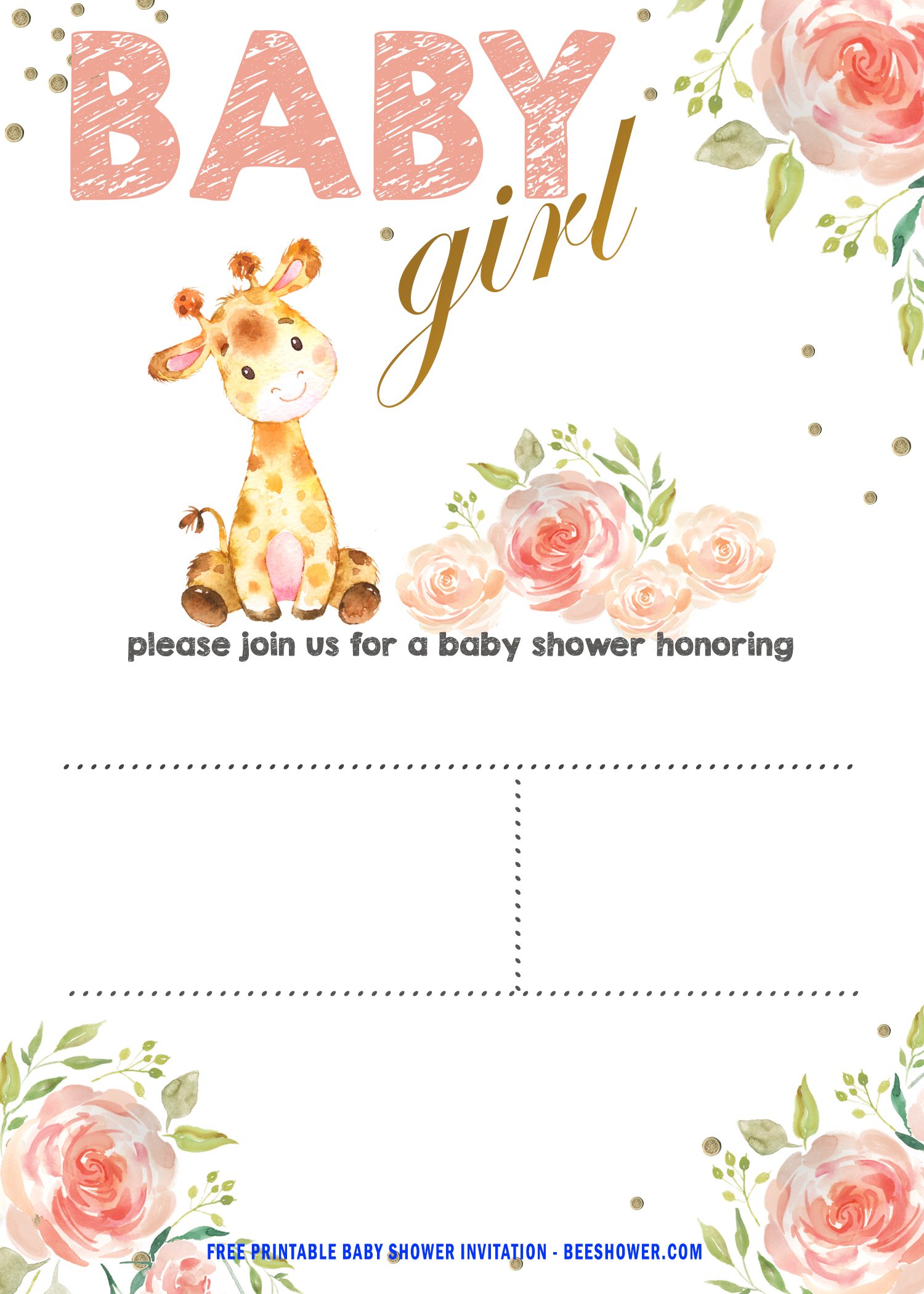 FREE Baby Giraffe Baby Shower Invitation Templates DREVIO