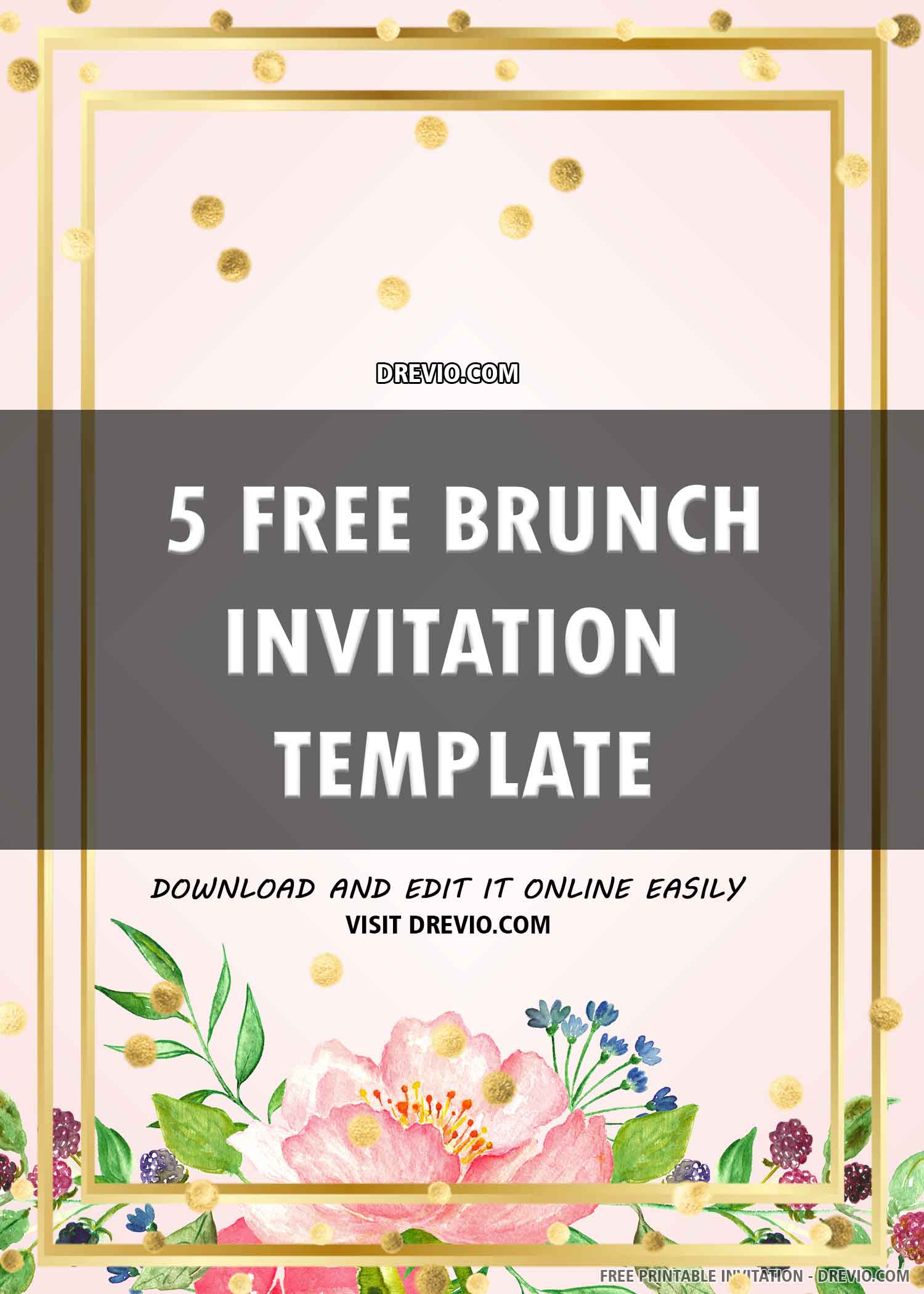  FREE PRINTABLE Brunch Invitation Template DREVIO