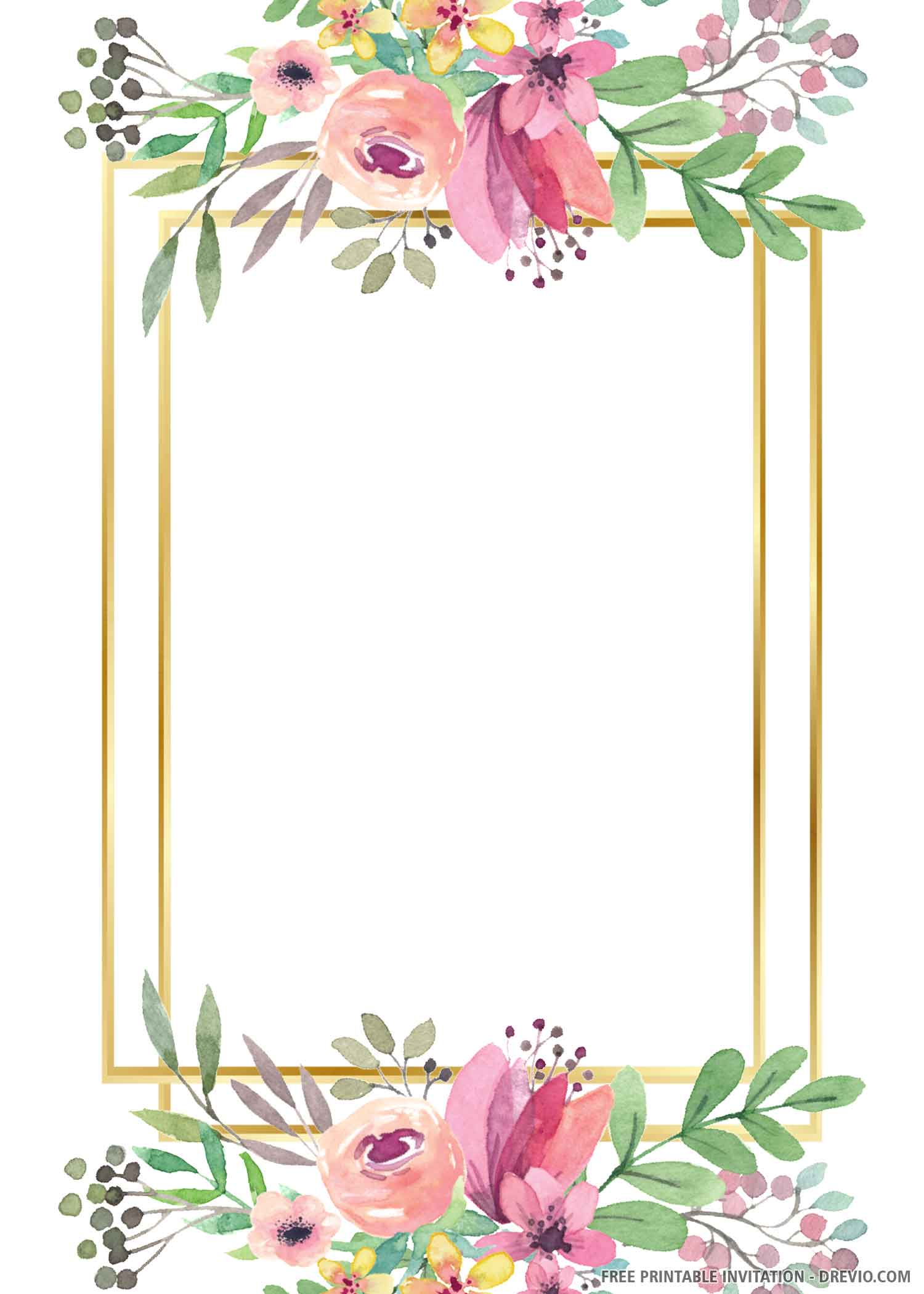 FREE PRINTABLE) Gold Wedding Invitation Template  Download In Blank Templates For Invitations