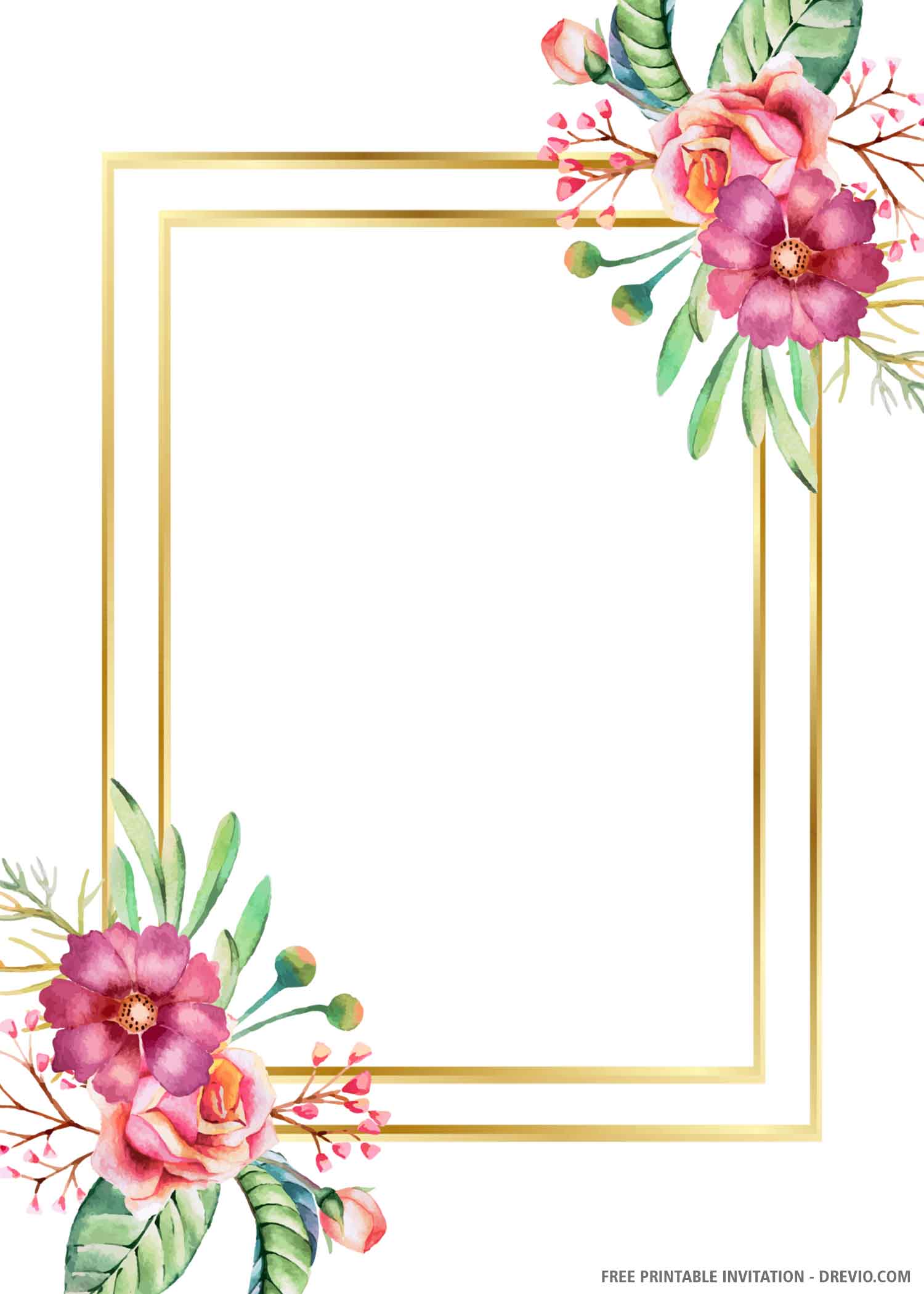 (FREE PRINTABLE) Gold Wedding Invitation Template ...