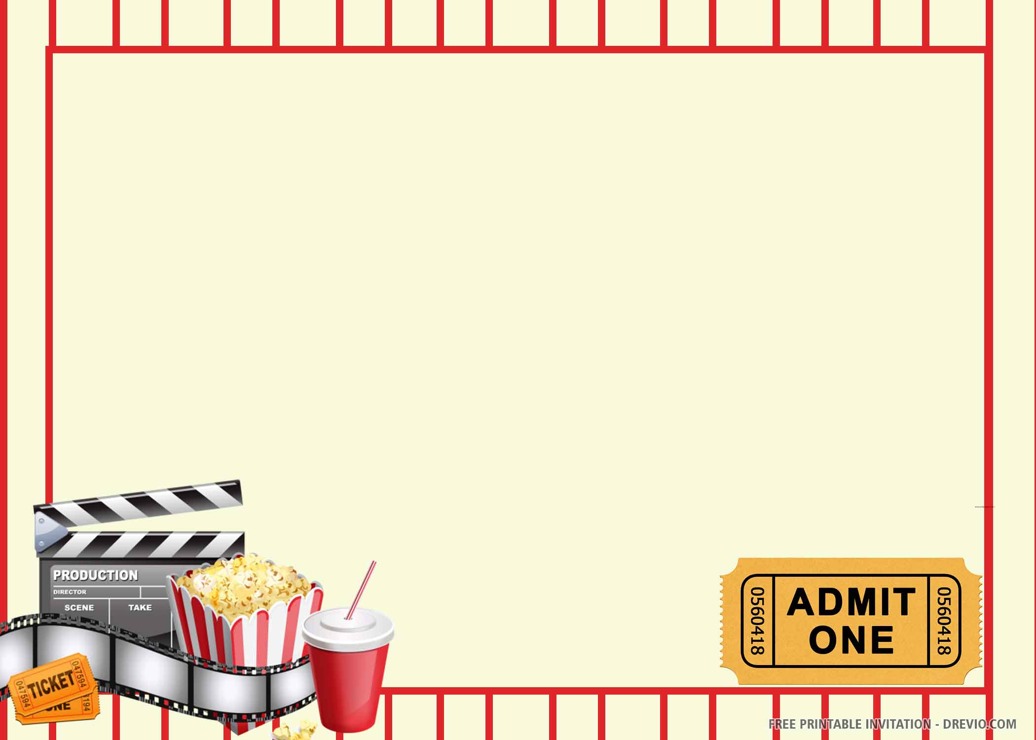  FREE PRINTABLE Movie Ticket Birthday Invitation Template Download Hundreds FREE PRINTABLE